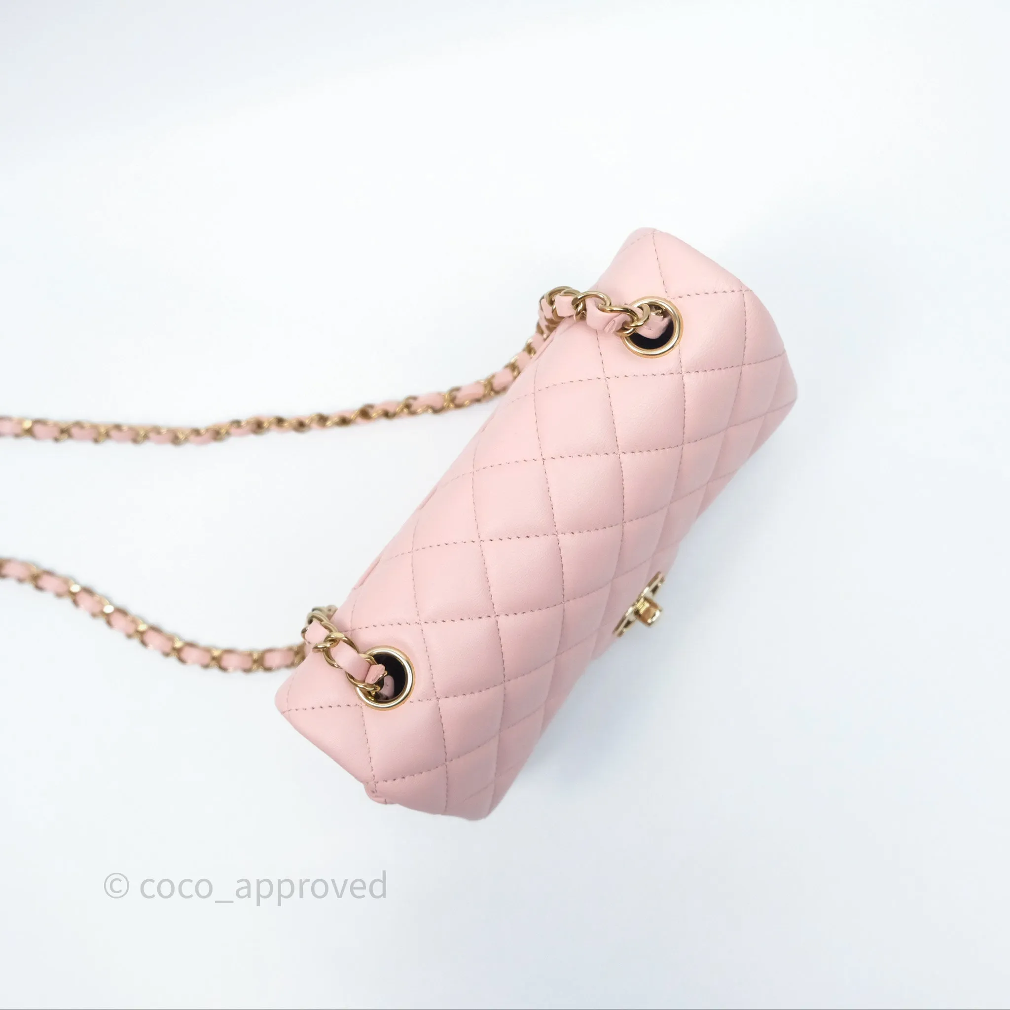 Chanel Quilted Mini Rectangular Flap Pink Lambskin Gold Hardware