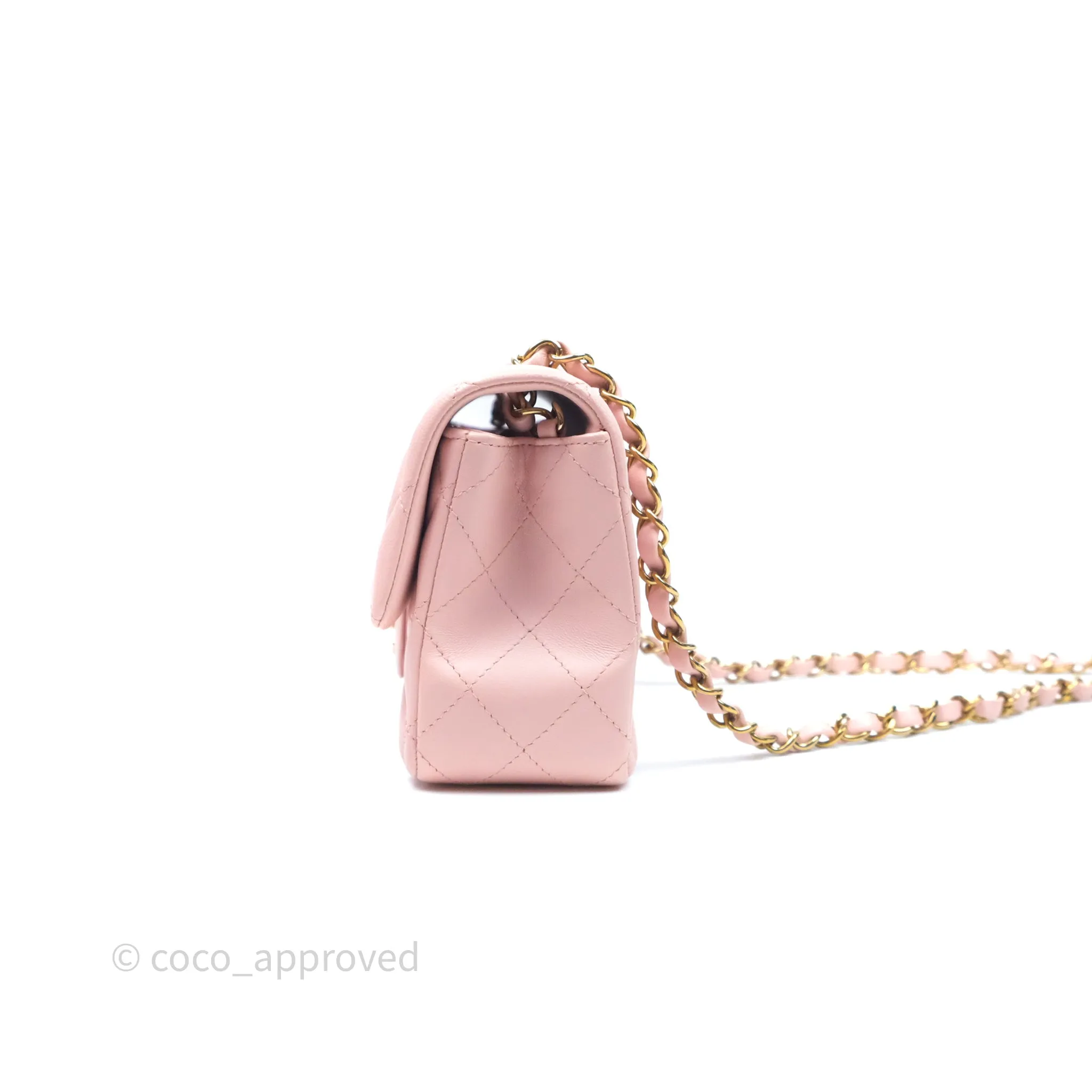 Chanel Quilted Mini Rectangular Flap Pink Lambskin Gold Hardware