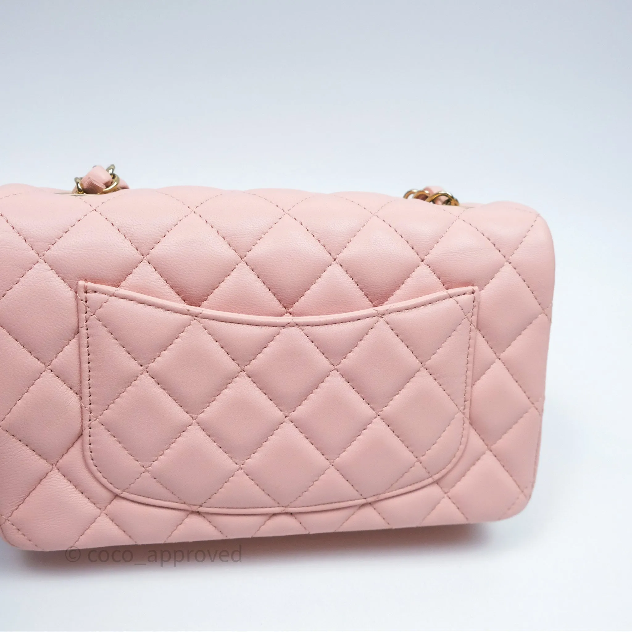 Chanel Quilted Mini Rectangular Flap Pink Lambskin Gold Hardware