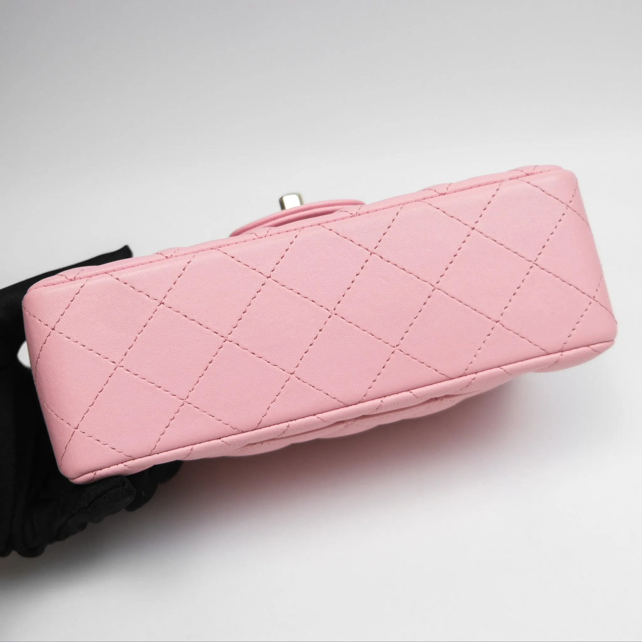 Chanel Quilted Mini Rectangular Flap Pink Lambskin Gold Hardware