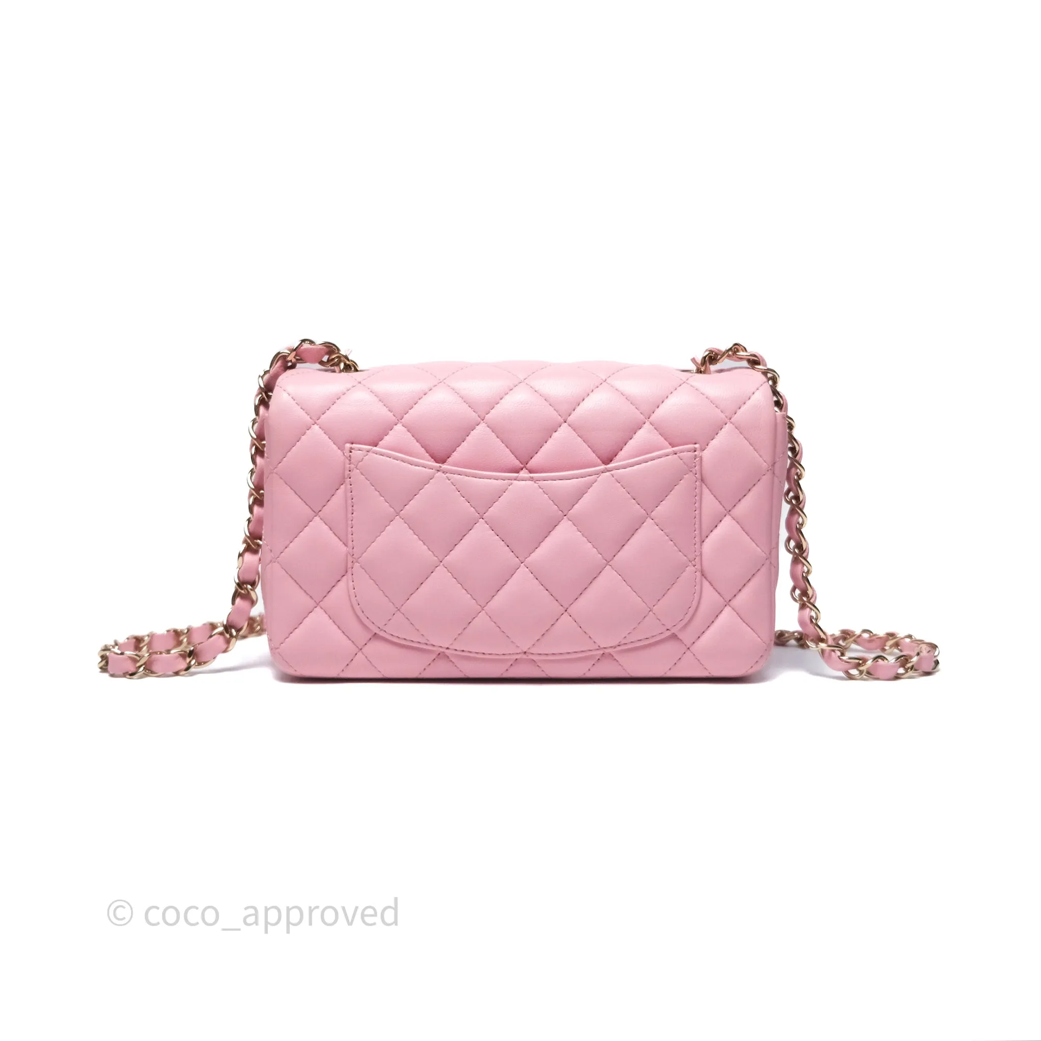 Chanel Quilted Mini Rectangular Flap Pink Lambskin Gold Hardware
