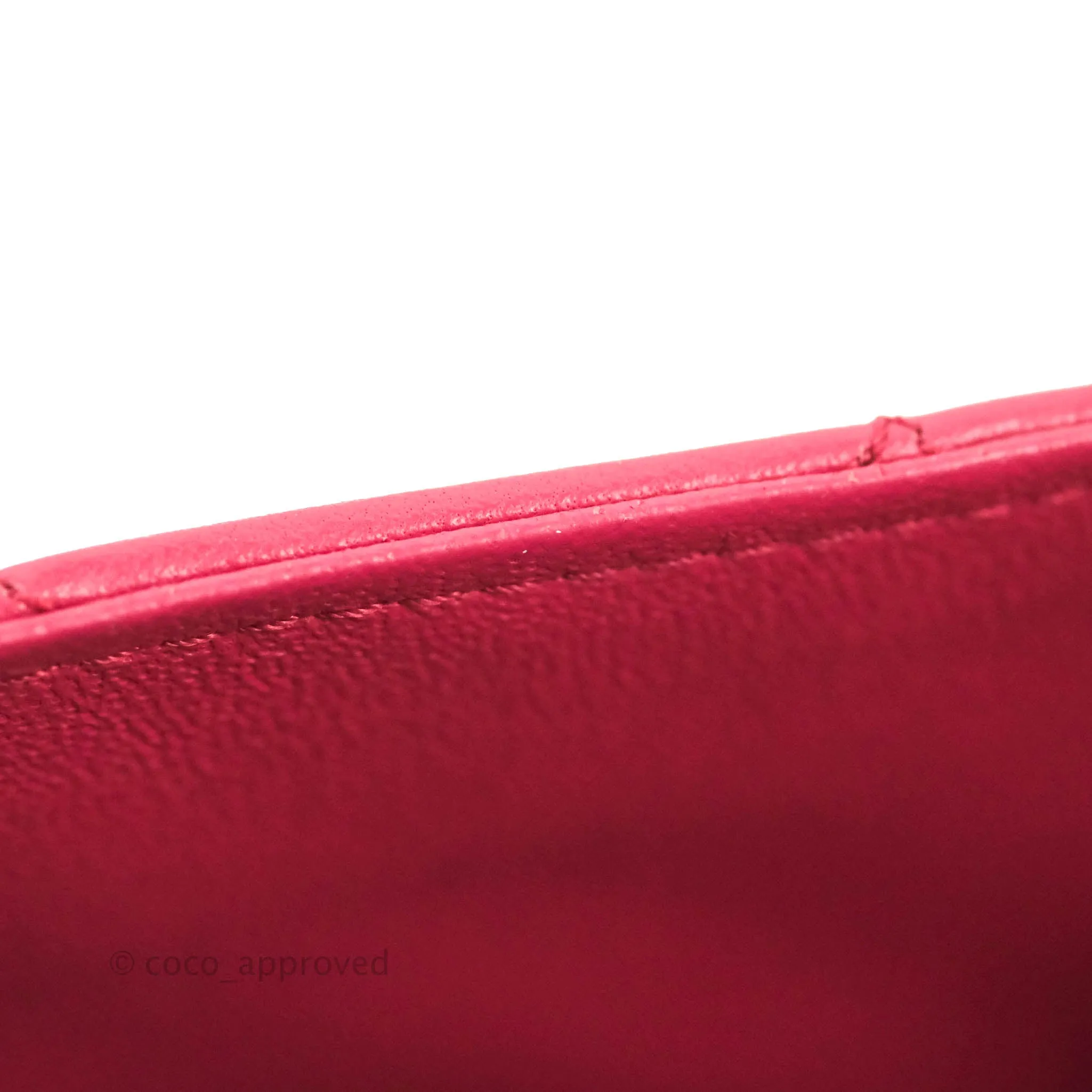 Chanel Quilted Mini Rectangular Flap Raspberry Pink Lambskin Silver Hardware