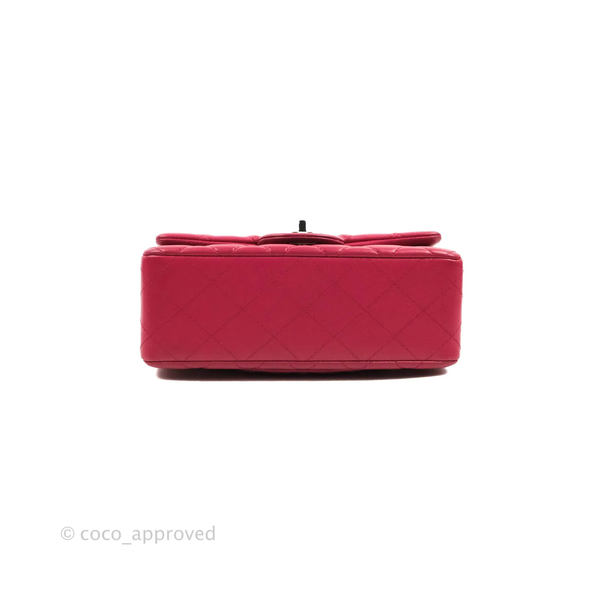 Chanel Quilted Mini Rectangular Flap Raspberry Pink Lambskin Silver Hardware