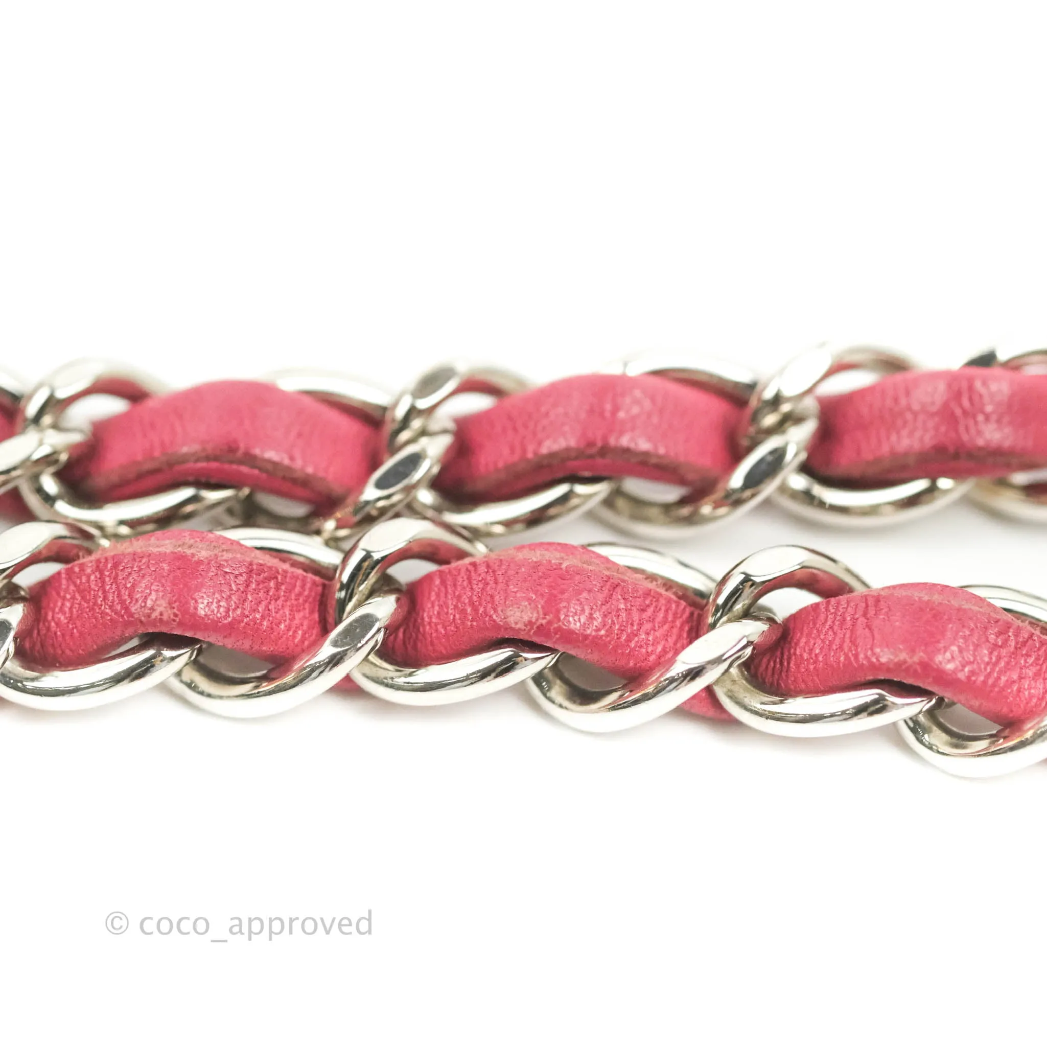 Chanel Quilted Mini Rectangular Flap Raspberry Pink Lambskin Silver Hardware