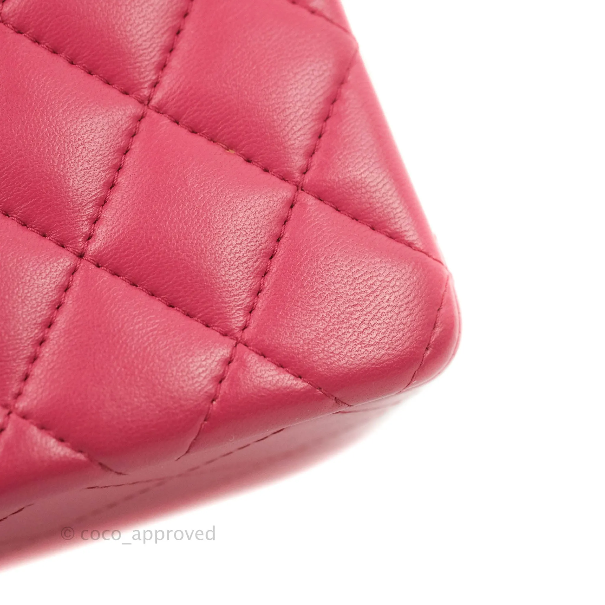 Chanel Quilted Mini Rectangular Flap Raspberry Pink Lambskin Silver Hardware