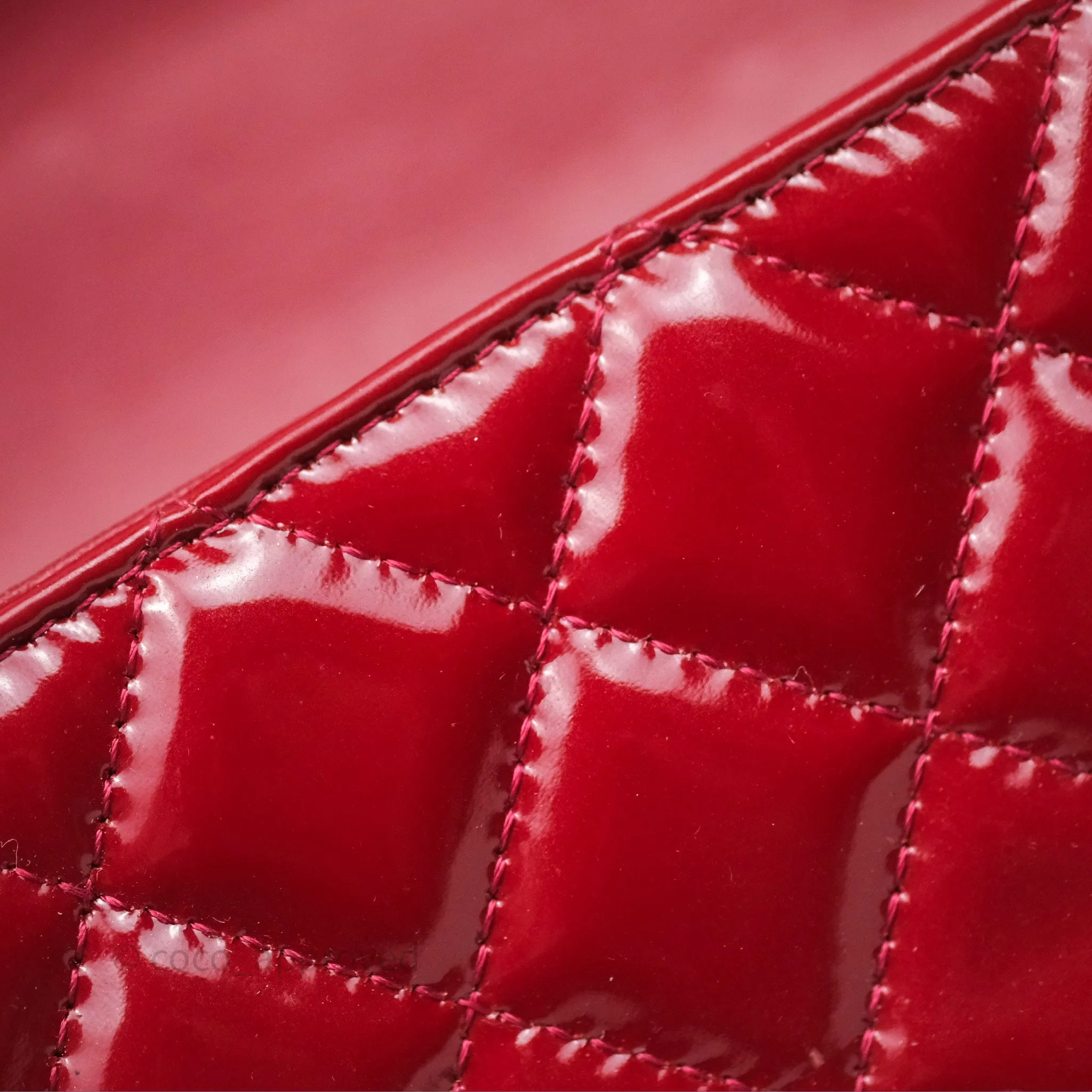 Chanel Quilted Mini Rectangular Flap Red Patent Silver Hardware