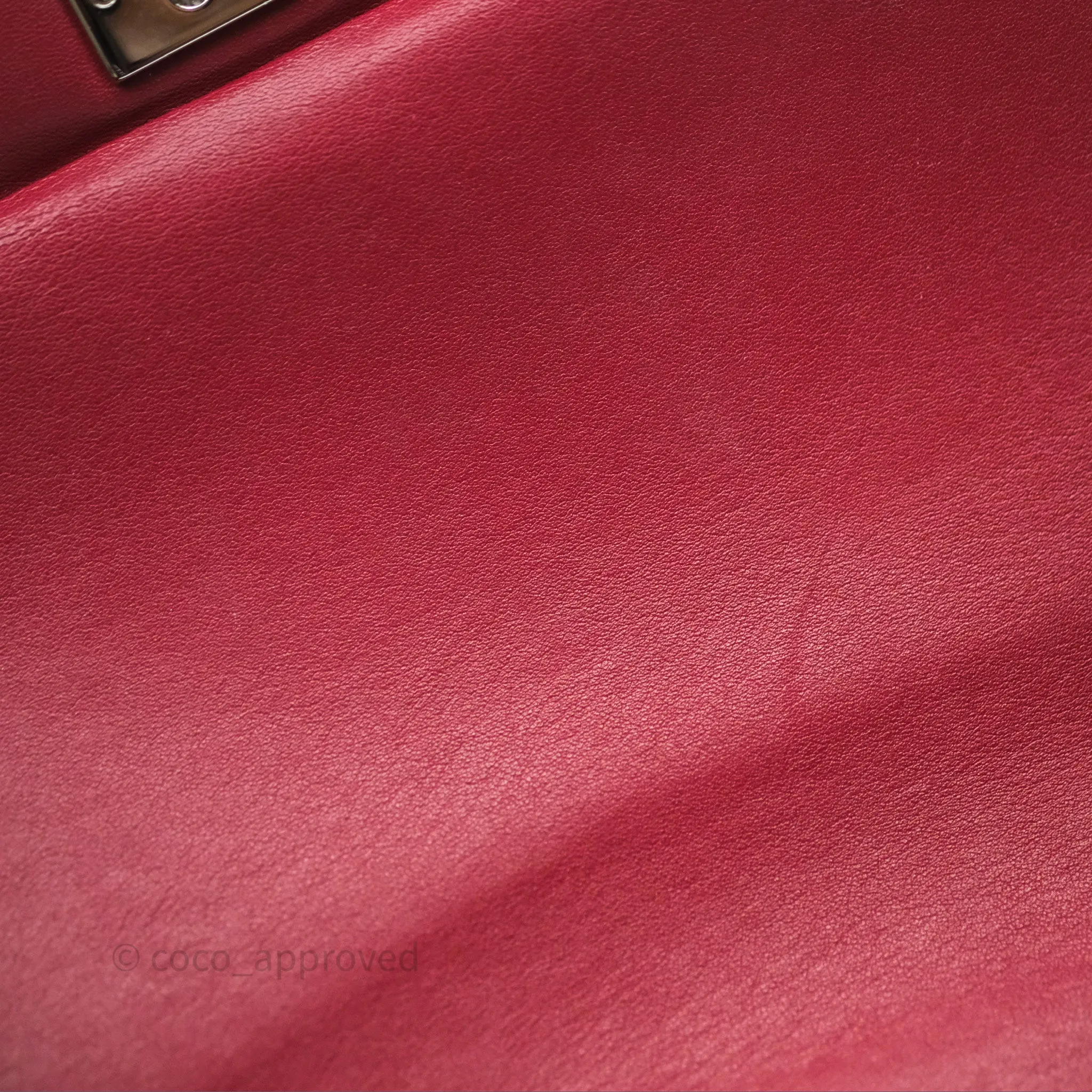 Chanel Quilted Mini Rectangular Flap Red Patent Silver Hardware
