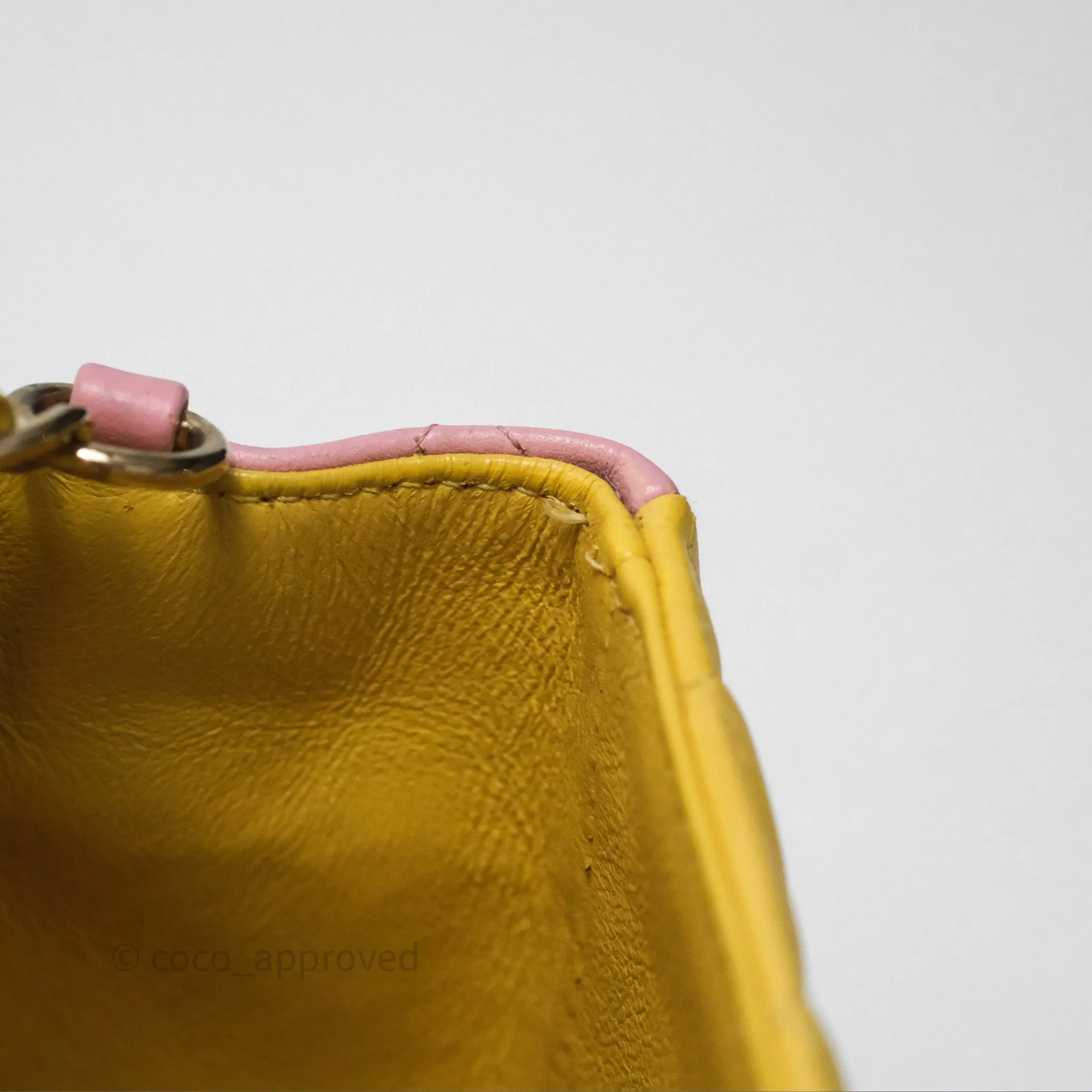 Chanel Quilted Mini Rectangular Flap Tri-Color Orange/Yellow/Pink Lambskin Gold Hardware