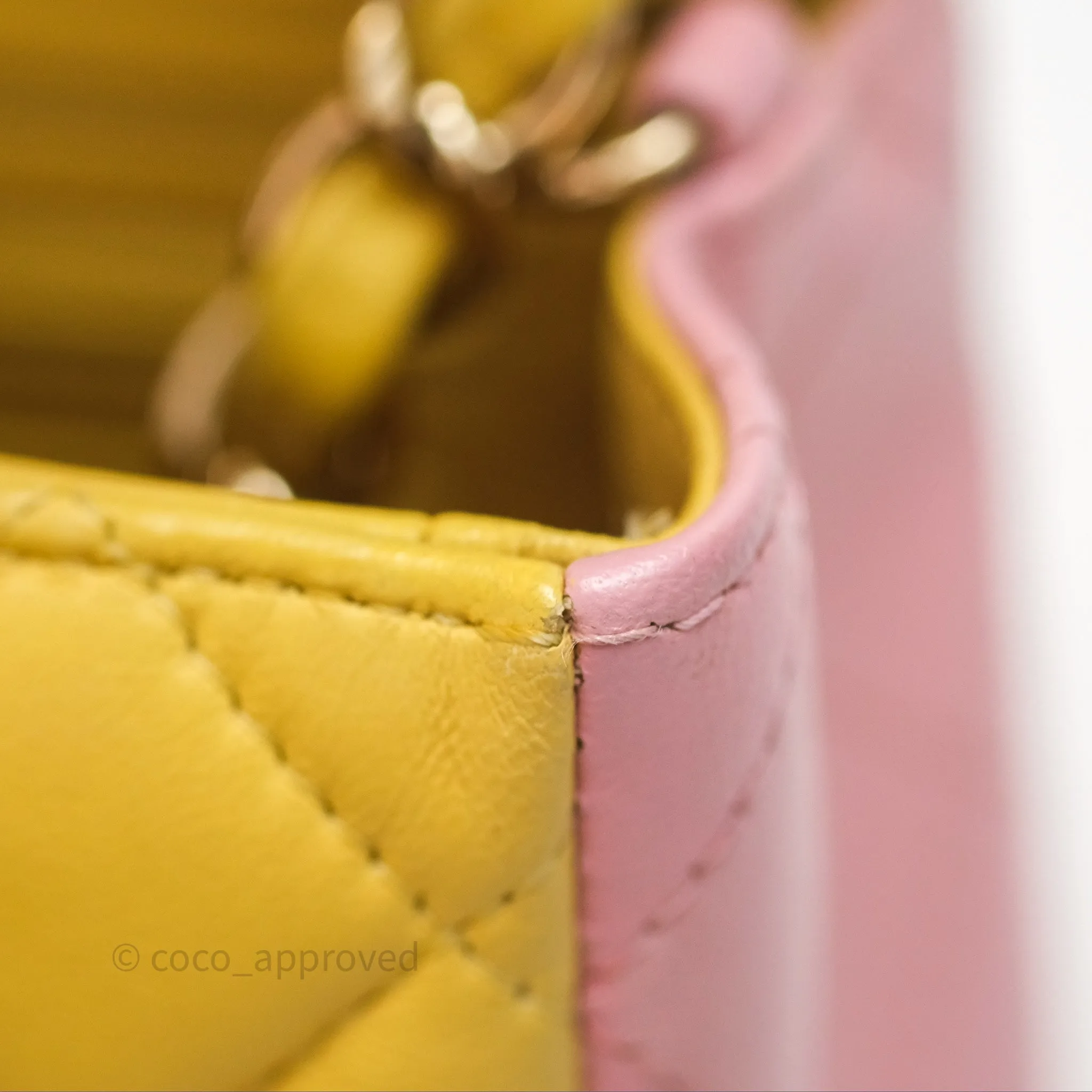 Chanel Quilted Mini Rectangular Flap Tri-Color Orange/Yellow/Pink Lambskin Gold Hardware