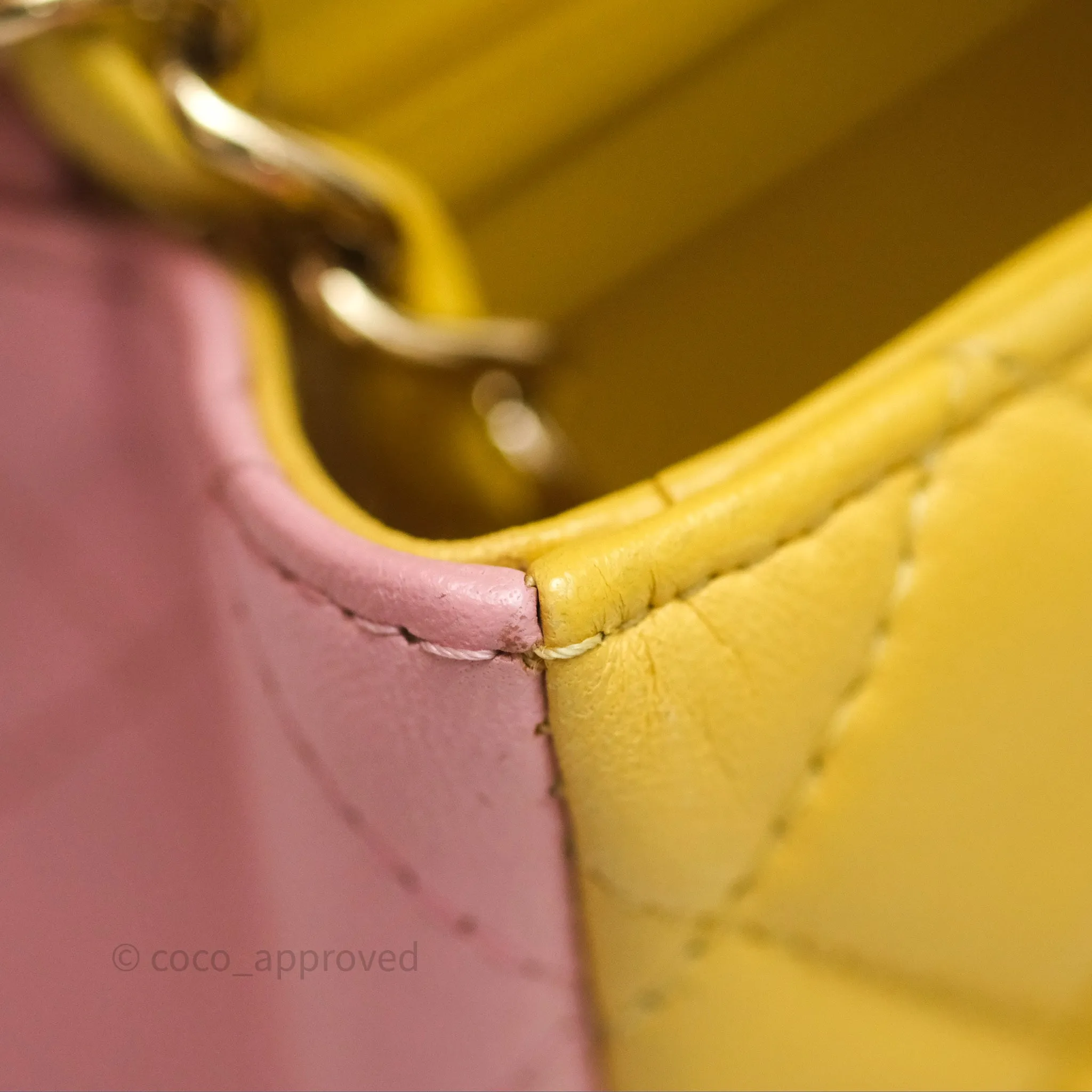 Chanel Quilted Mini Rectangular Flap Tri-Color Orange/Yellow/Pink Lambskin Gold Hardware