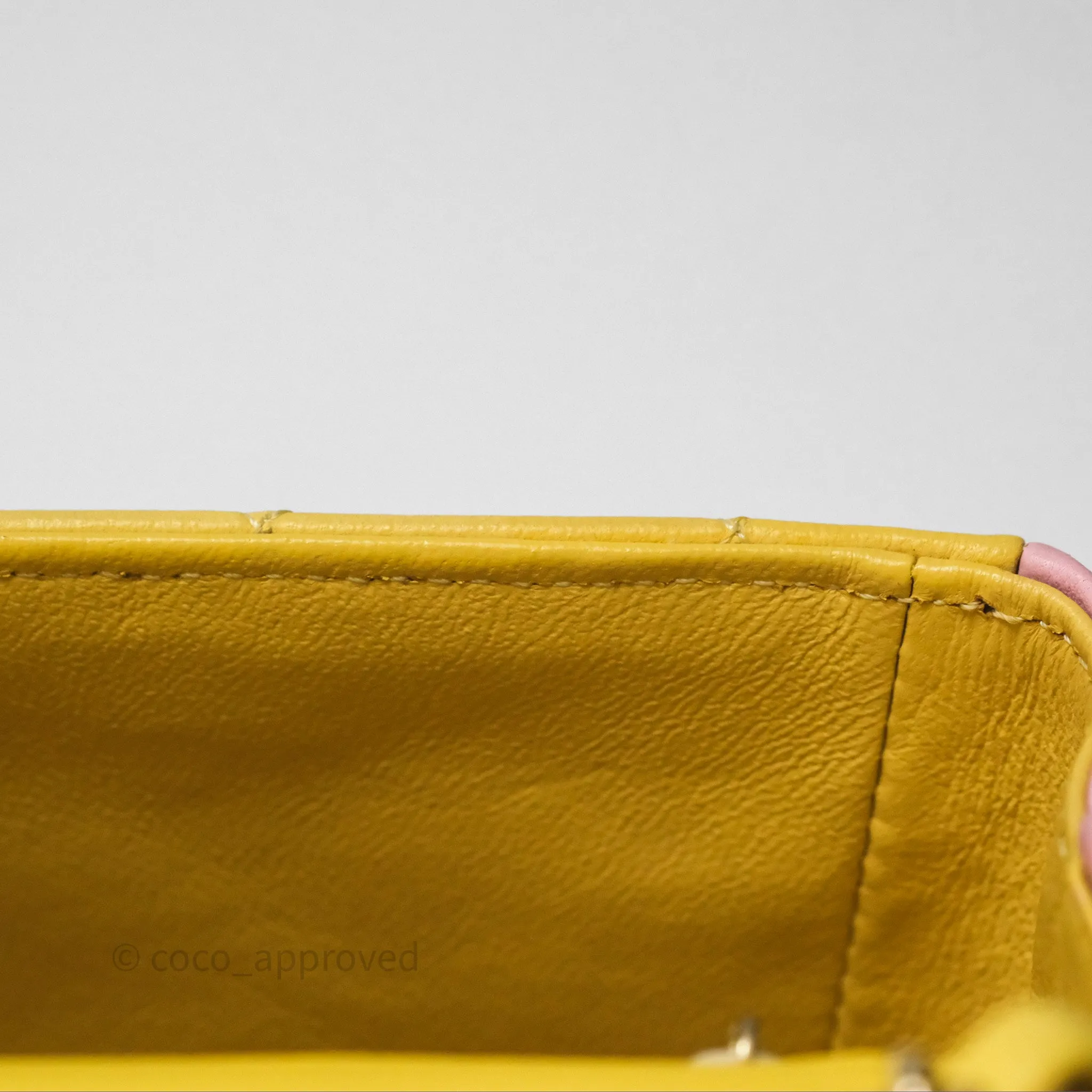 Chanel Quilted Mini Rectangular Flap Tri-Color Orange/Yellow/Pink Lambskin Gold Hardware