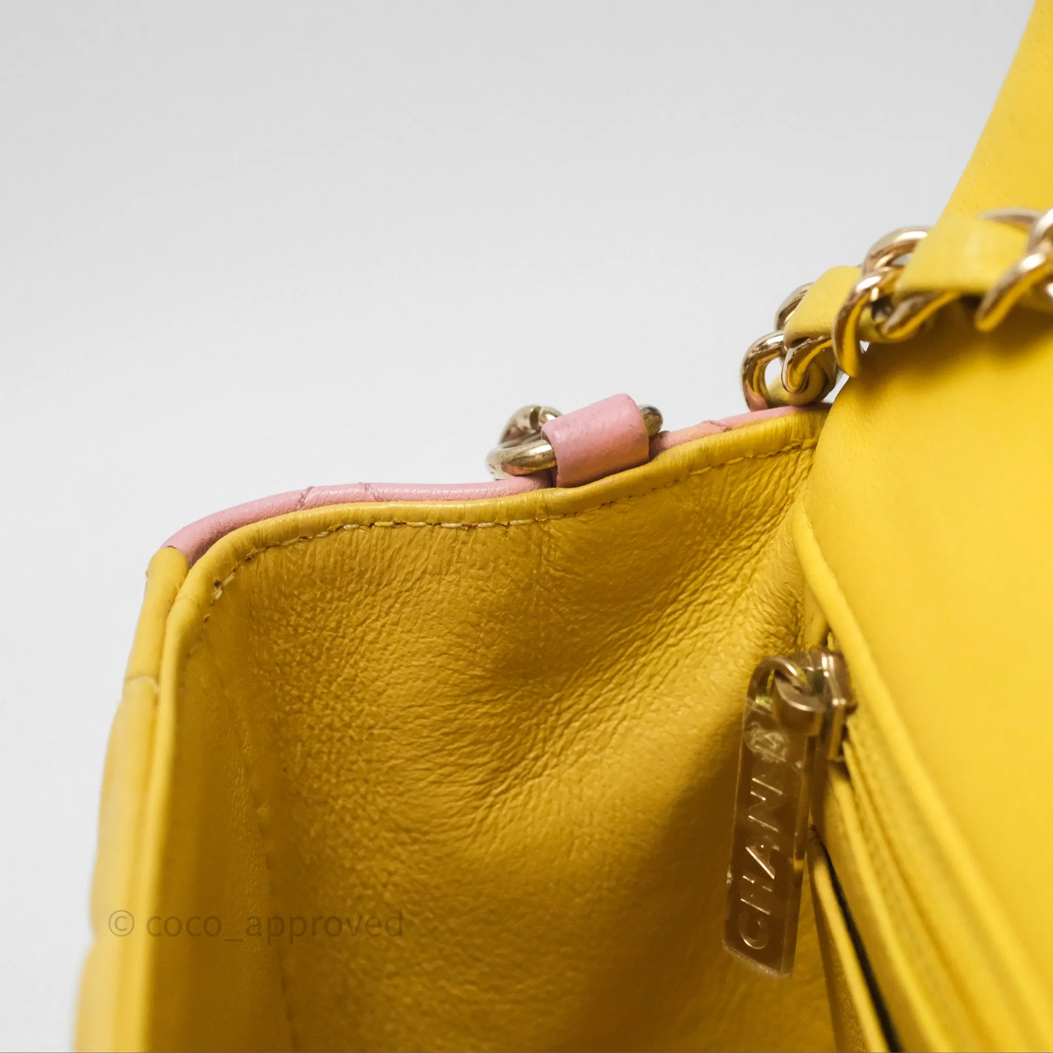 Chanel Quilted Mini Rectangular Flap Tri-Color Orange/Yellow/Pink Lambskin Gold Hardware