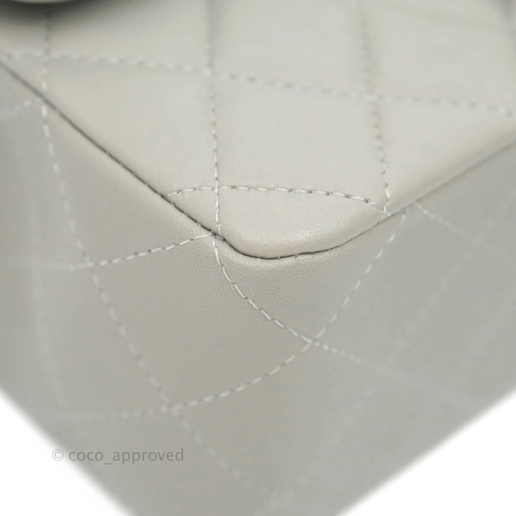 Chanel Quilted Mini Rectangular Grey Lambskin Silver Hardware 19B