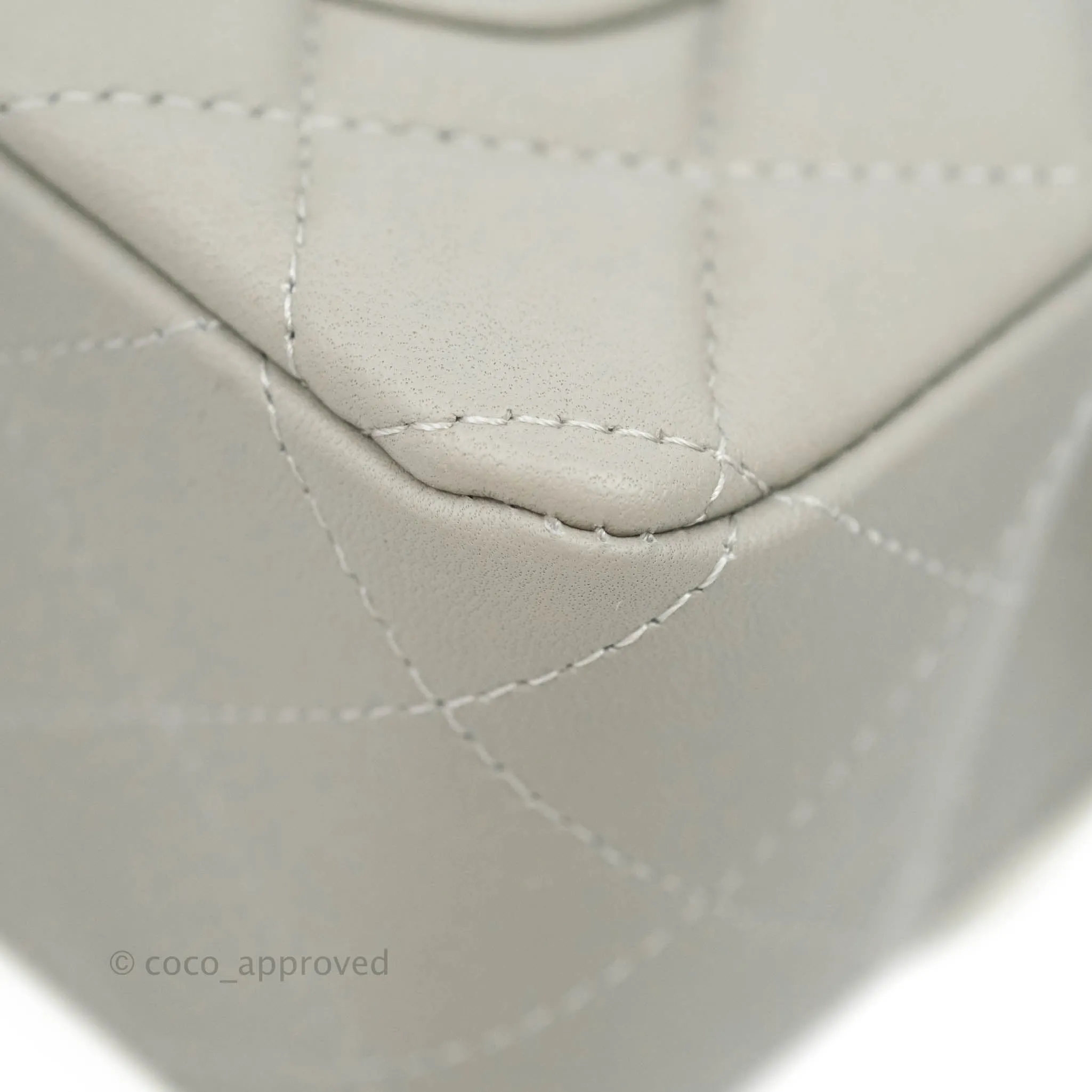 Chanel Quilted Mini Rectangular Grey Lambskin Silver Hardware 19B