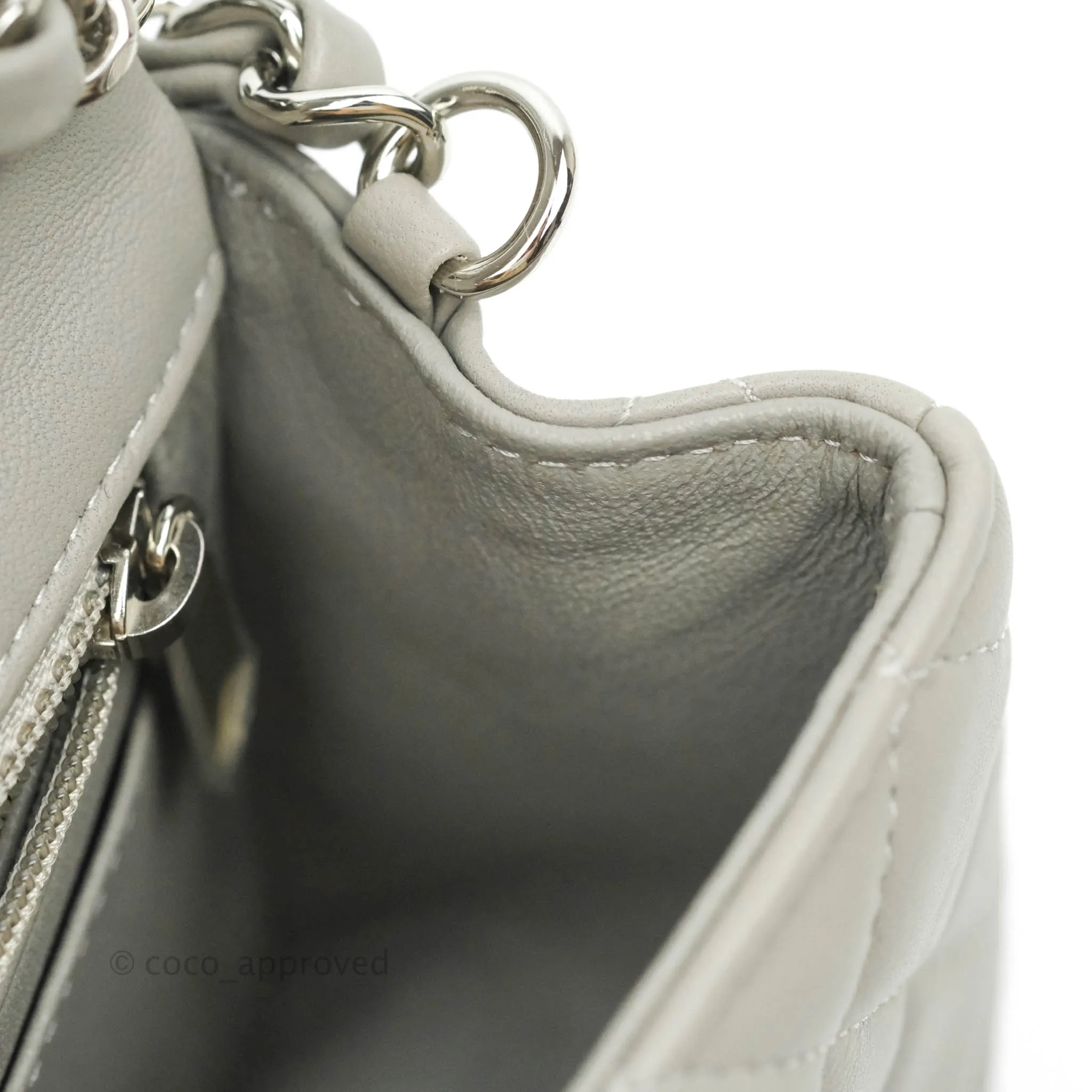 Chanel Quilted Mini Rectangular Grey Lambskin Silver Hardware 19B