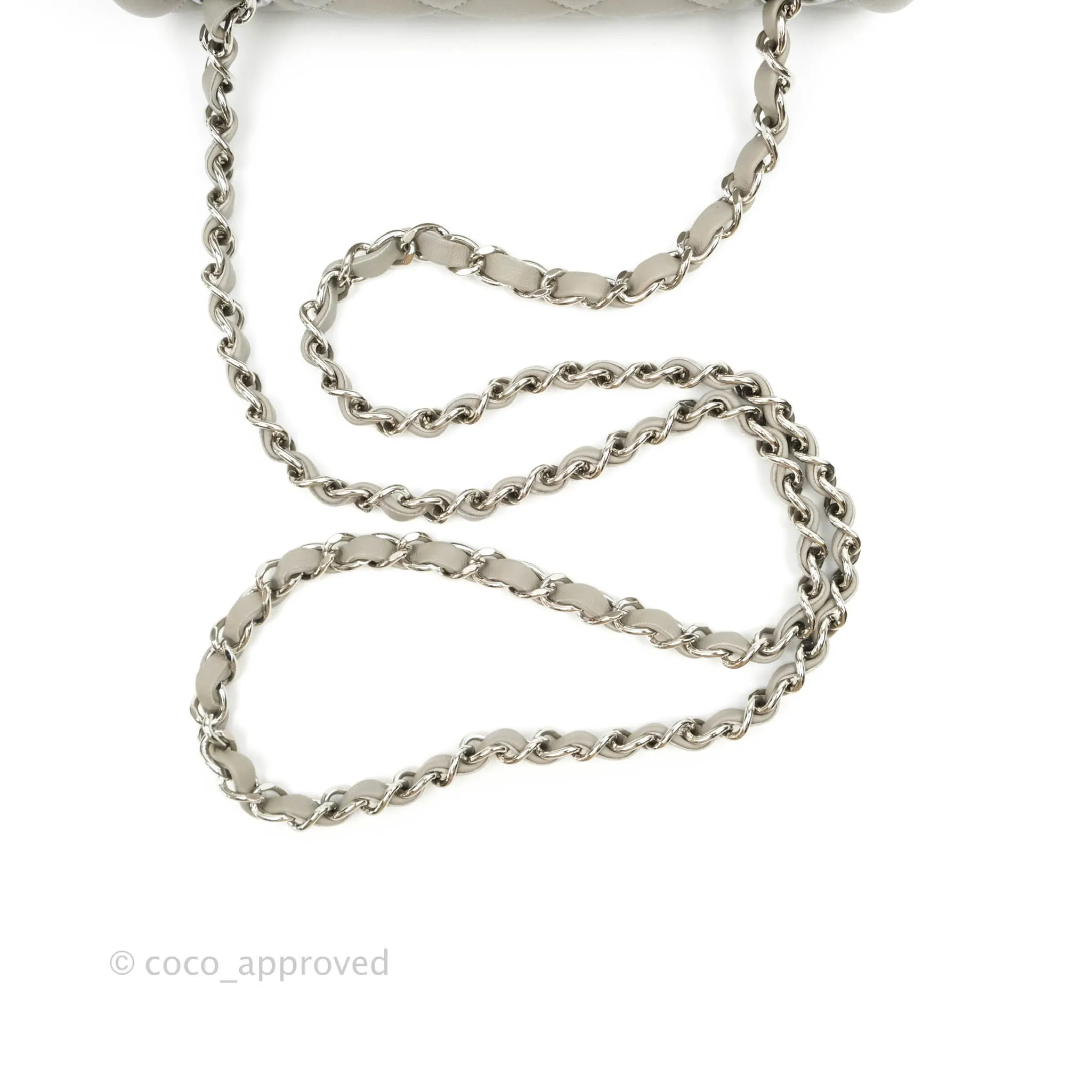 Chanel Quilted Mini Rectangular Grey Lambskin Silver Hardware 19B