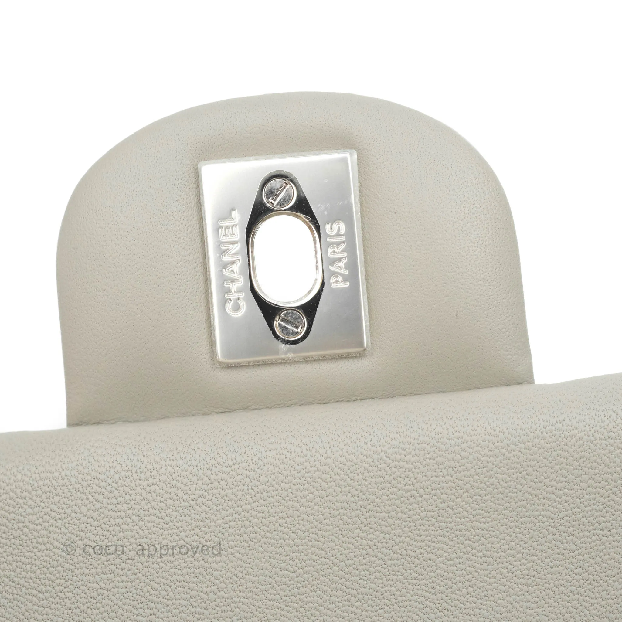 Chanel Quilted Mini Rectangular Grey Lambskin Silver Hardware 19B