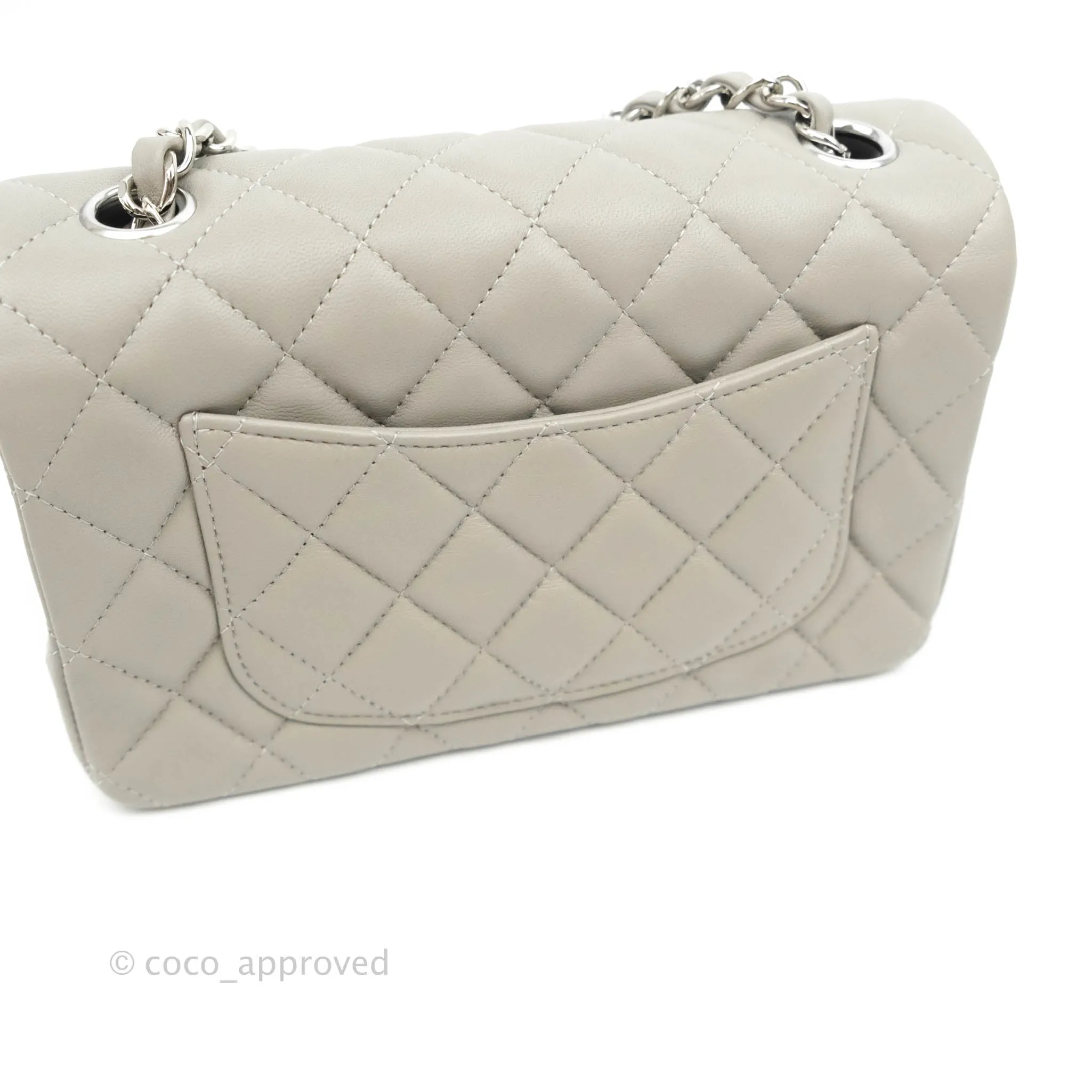 Chanel Quilted Mini Rectangular Grey Lambskin Silver Hardware 19B