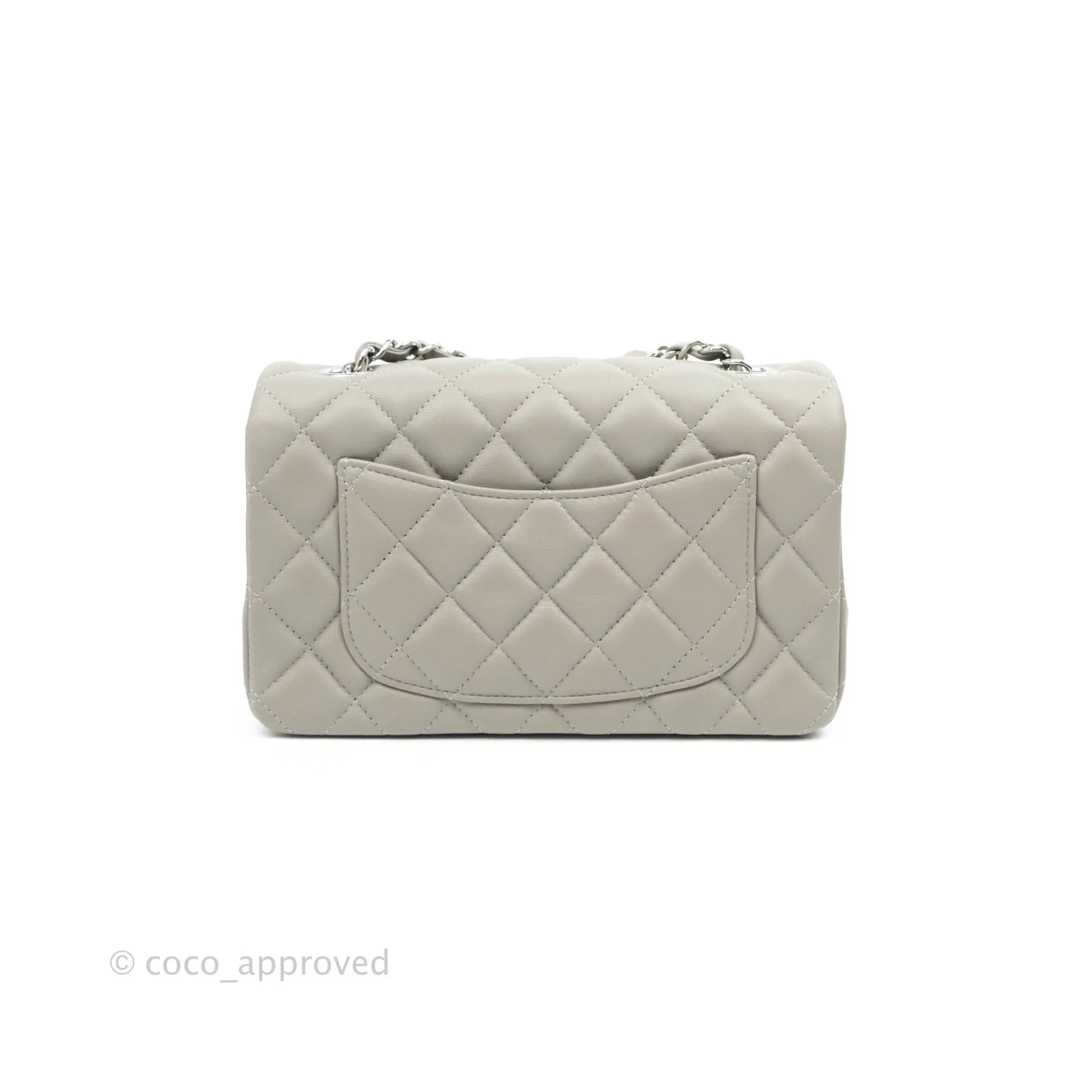 Chanel Quilted Mini Rectangular Grey Lambskin Silver Hardware 19B