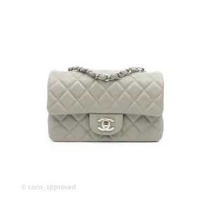 Chanel Quilted Mini Rectangular Grey Lambskin Silver Hardware 19B