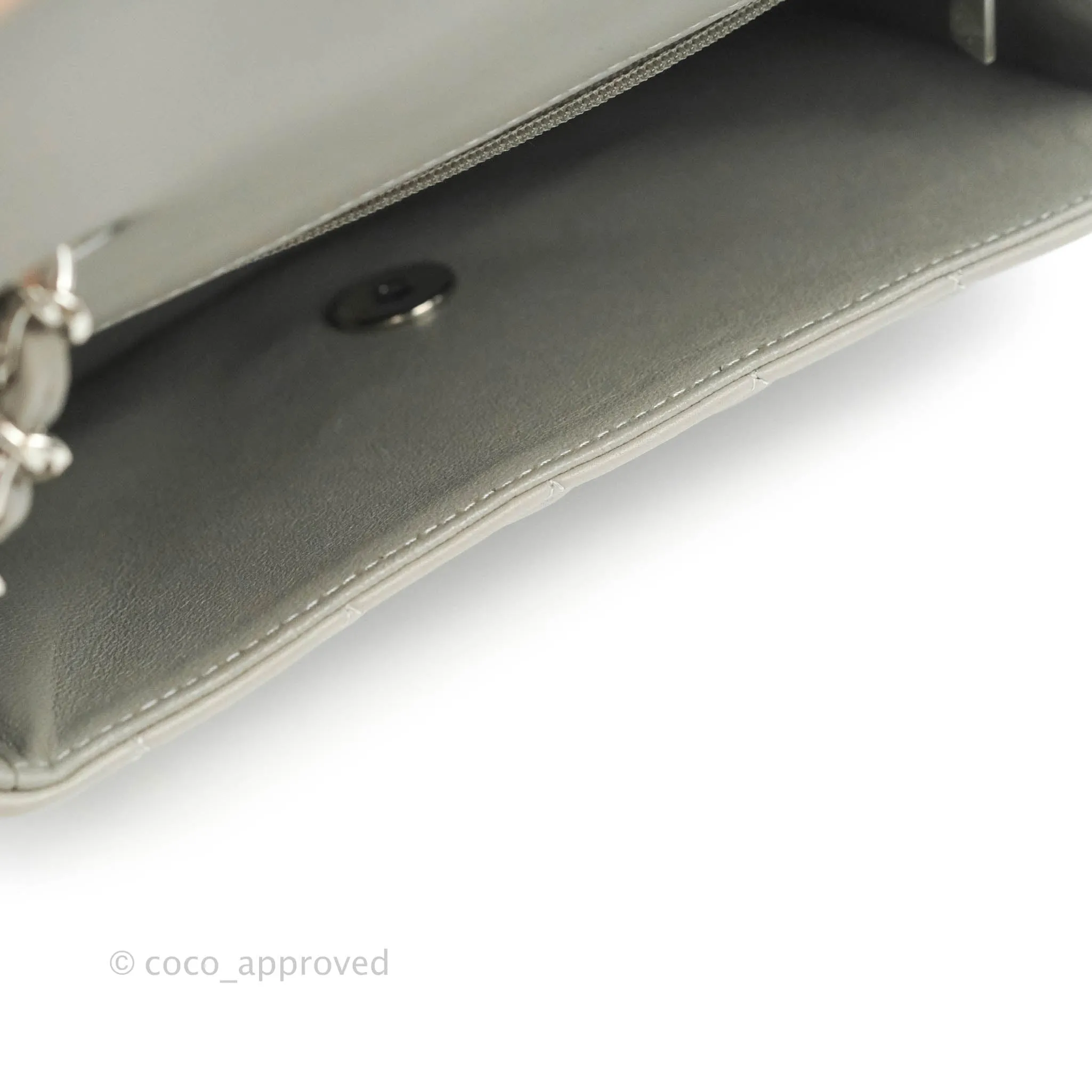 Chanel Quilted Mini Rectangular Grey Lambskin Silver Hardware 19B