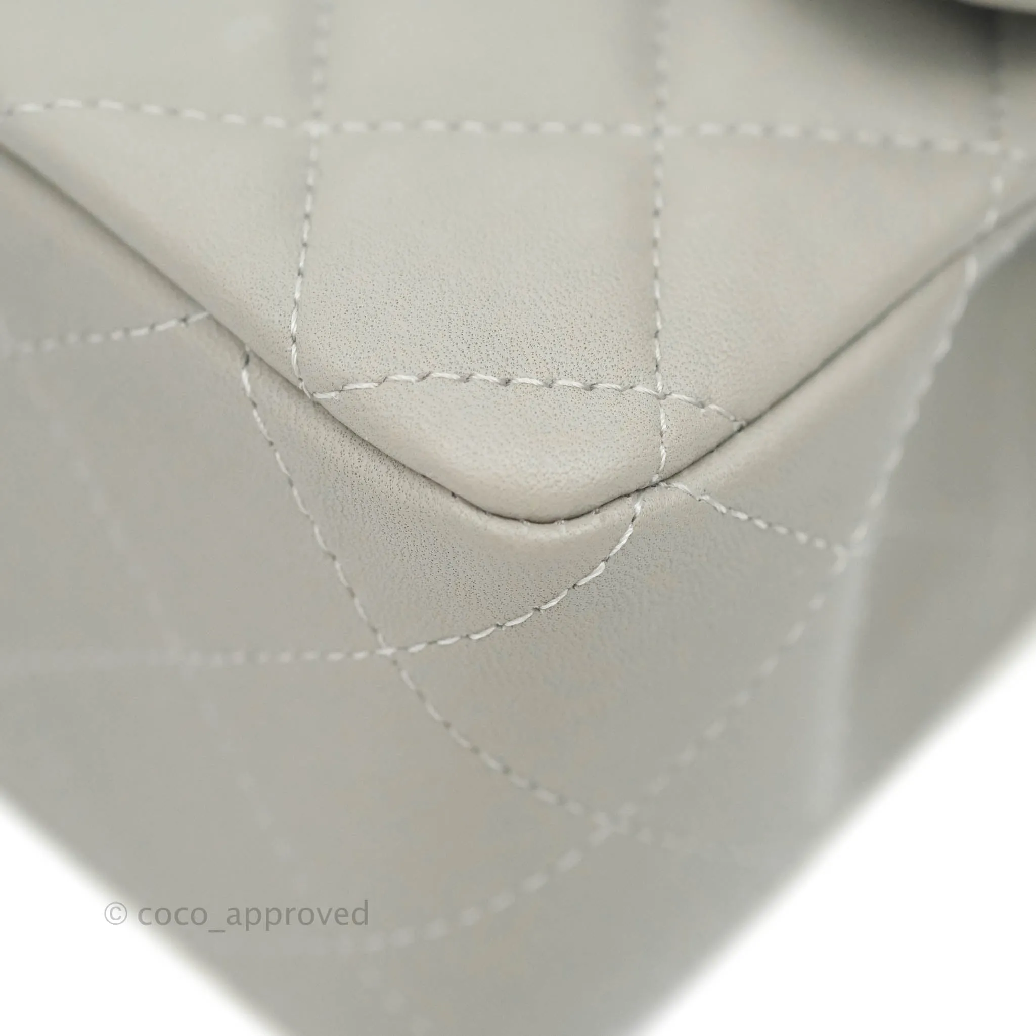 Chanel Quilted Mini Rectangular Grey Lambskin Silver Hardware 19B