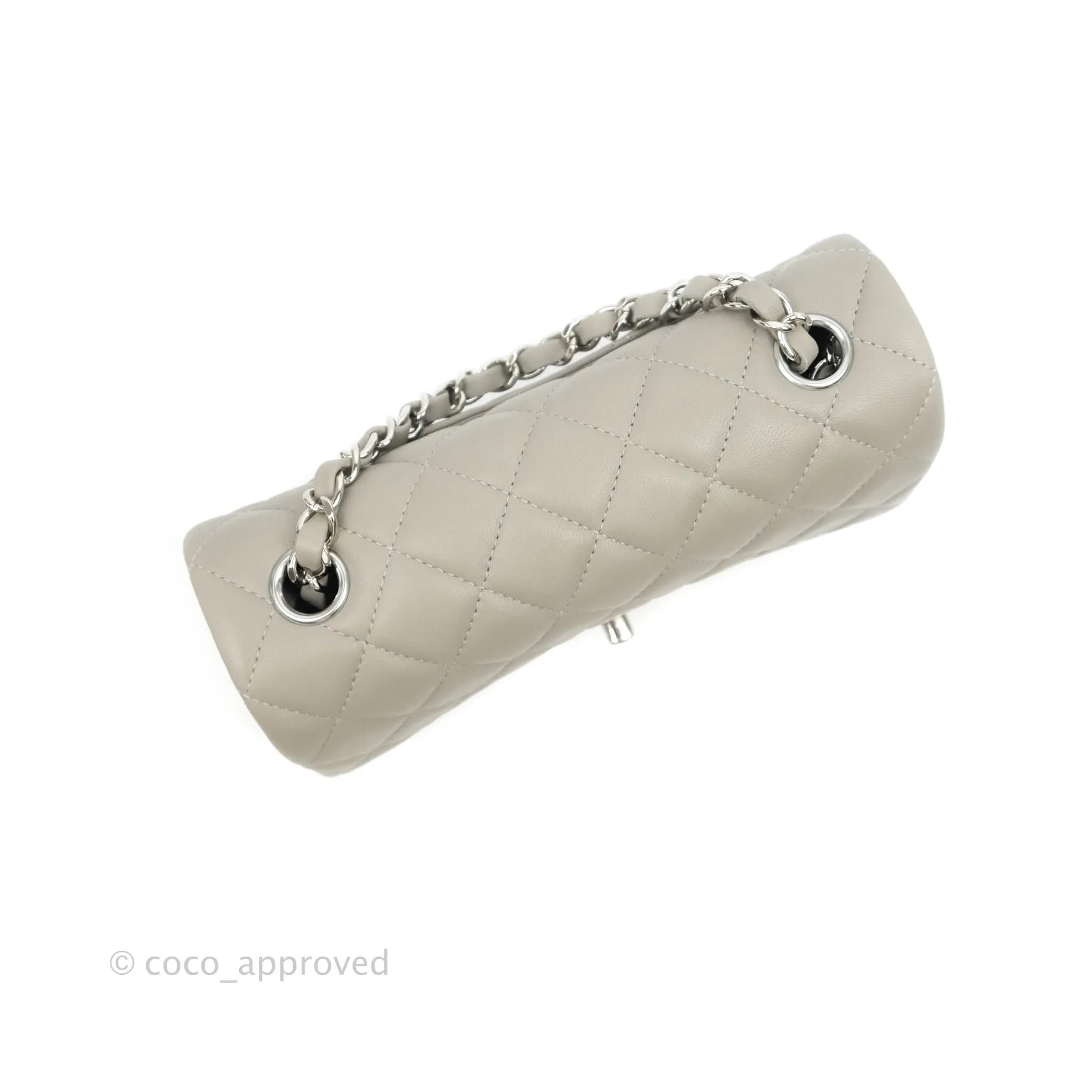 Chanel Quilted Mini Rectangular Grey Lambskin Silver Hardware 19B