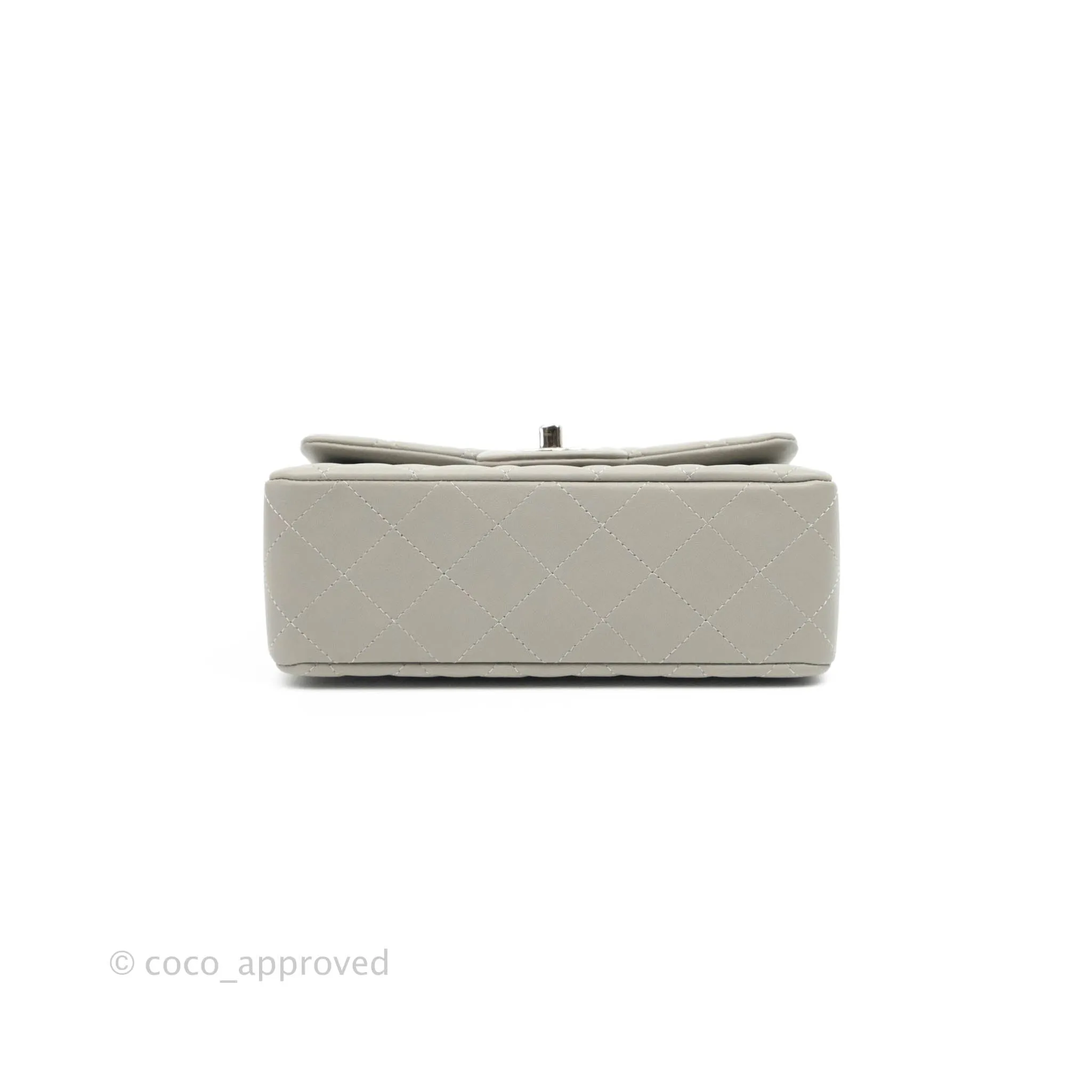 Chanel Quilted Mini Rectangular Grey Lambskin Silver Hardware 19B