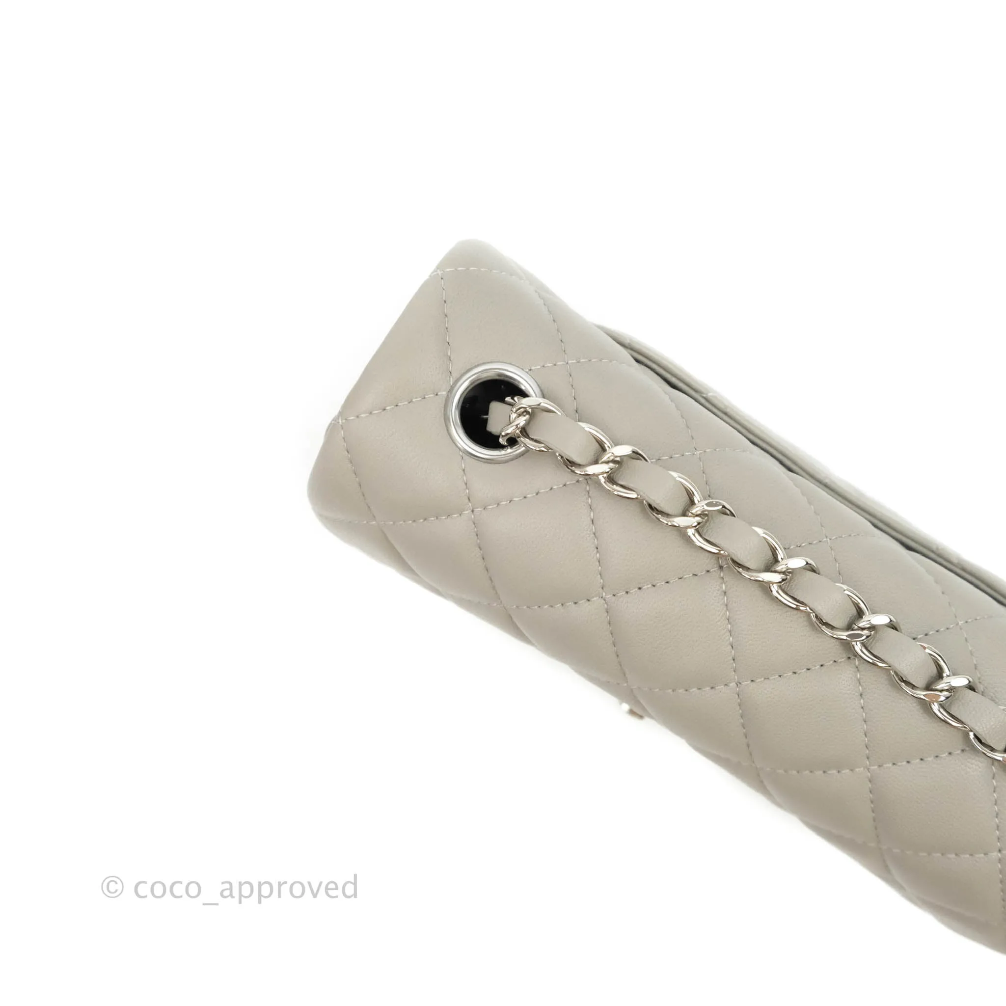 Chanel Quilted Mini Rectangular Grey Lambskin Silver Hardware 19B