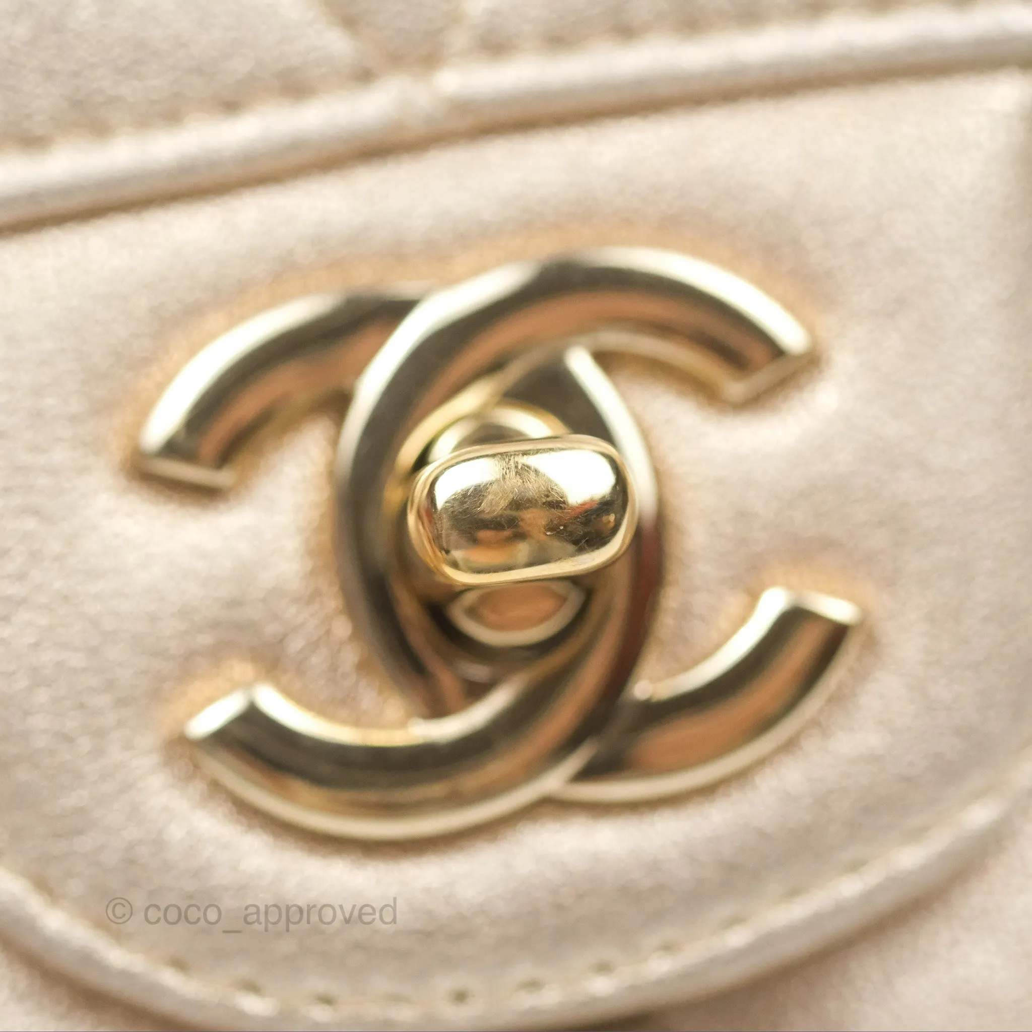 Chanel Quilted Mini Rectangular Iridescent Gold Lambskin Gold Hardware