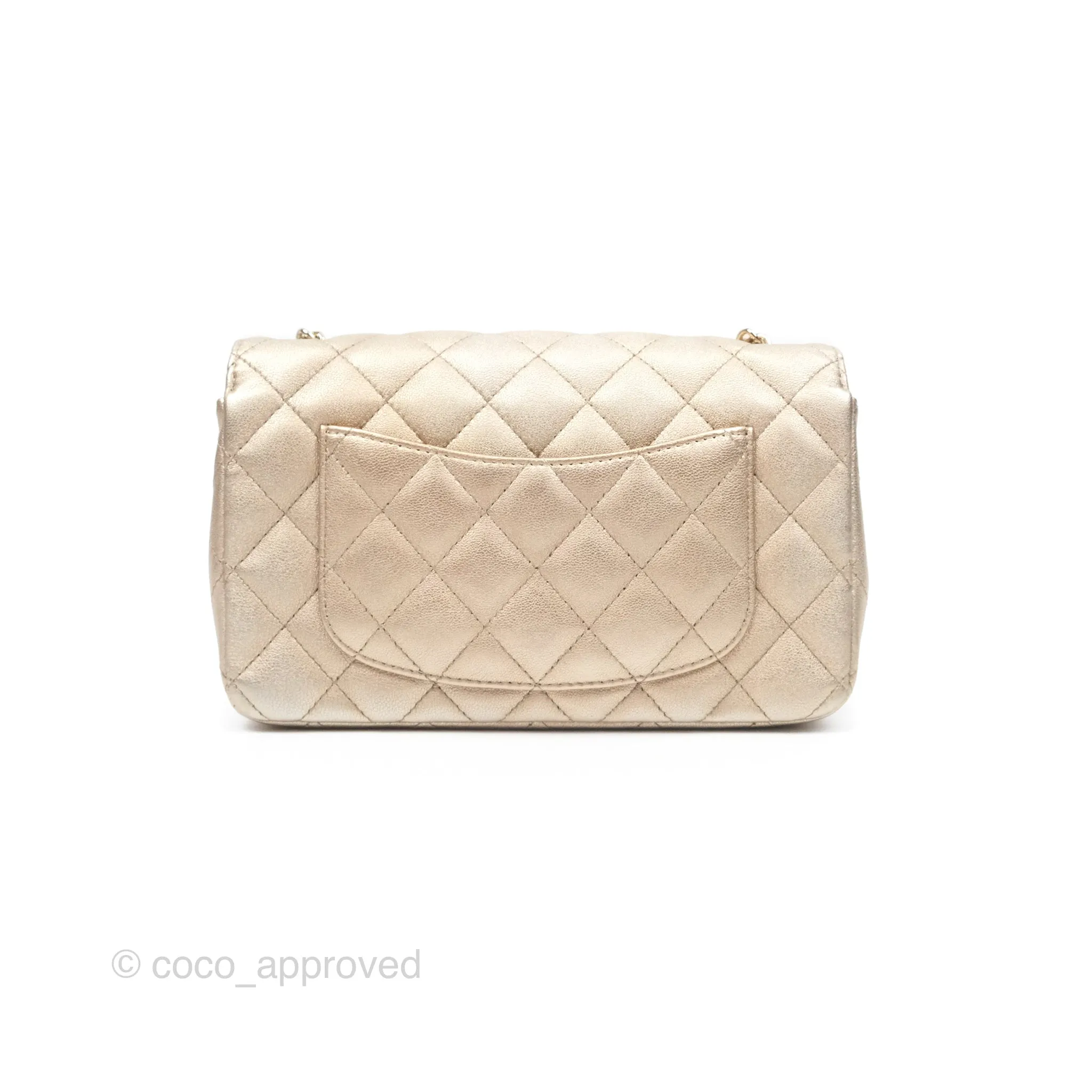 Chanel Quilted Mini Rectangular Iridescent Gold Lambskin Gold Hardware
