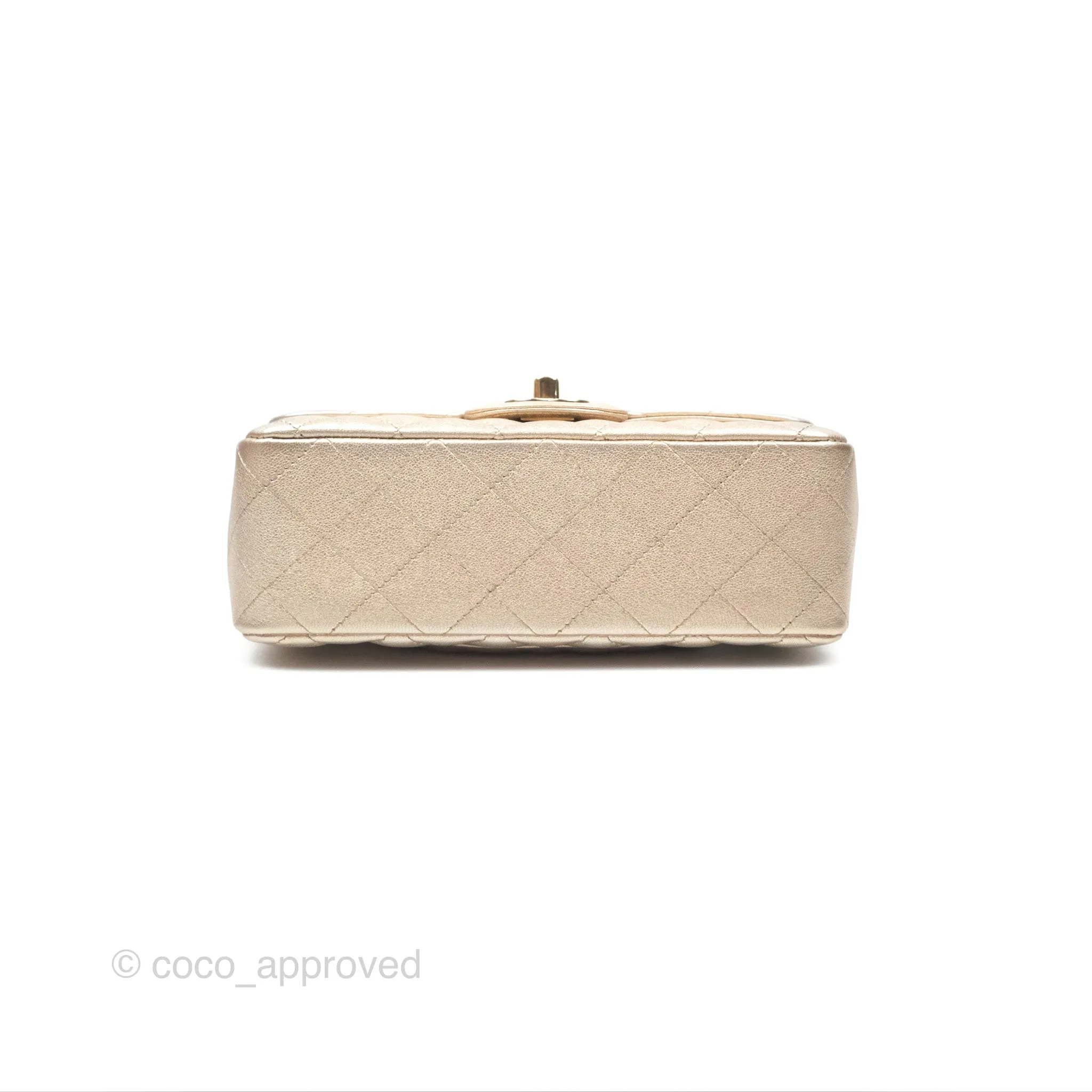 Chanel Quilted Mini Rectangular Iridescent Gold Lambskin Gold Hardware