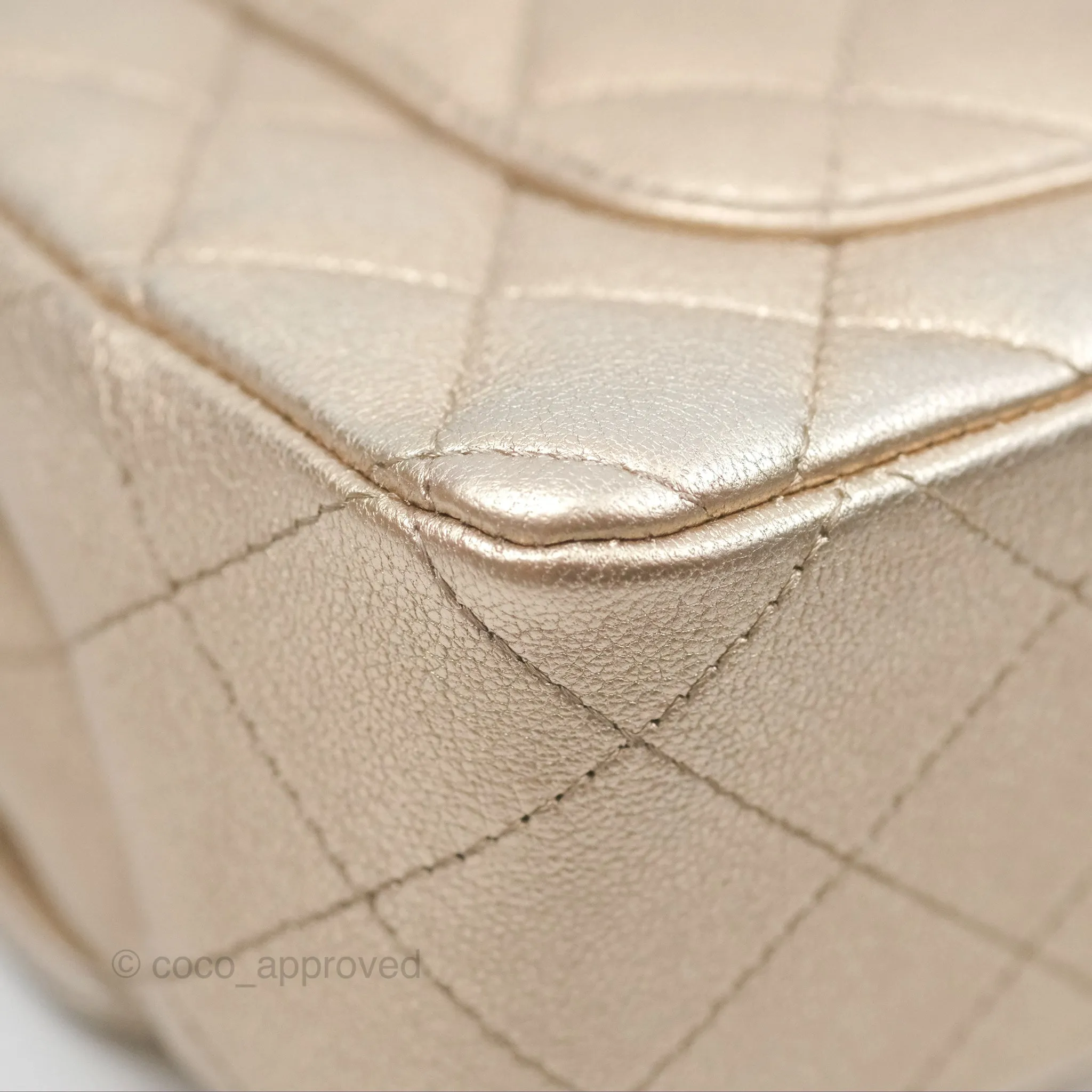 Chanel Quilted Mini Rectangular Iridescent Gold Lambskin Gold Hardware