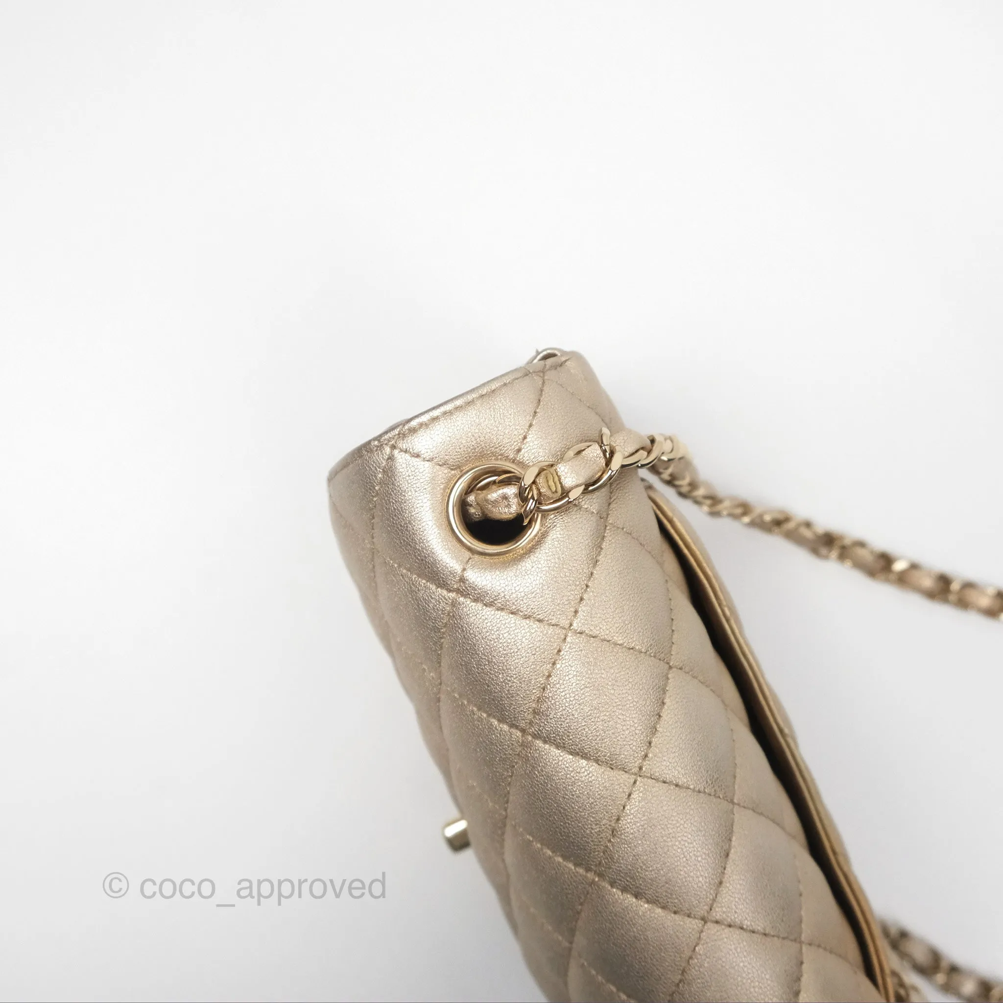 Chanel Quilted Mini Rectangular Iridescent Gold Lambskin Gold Hardware