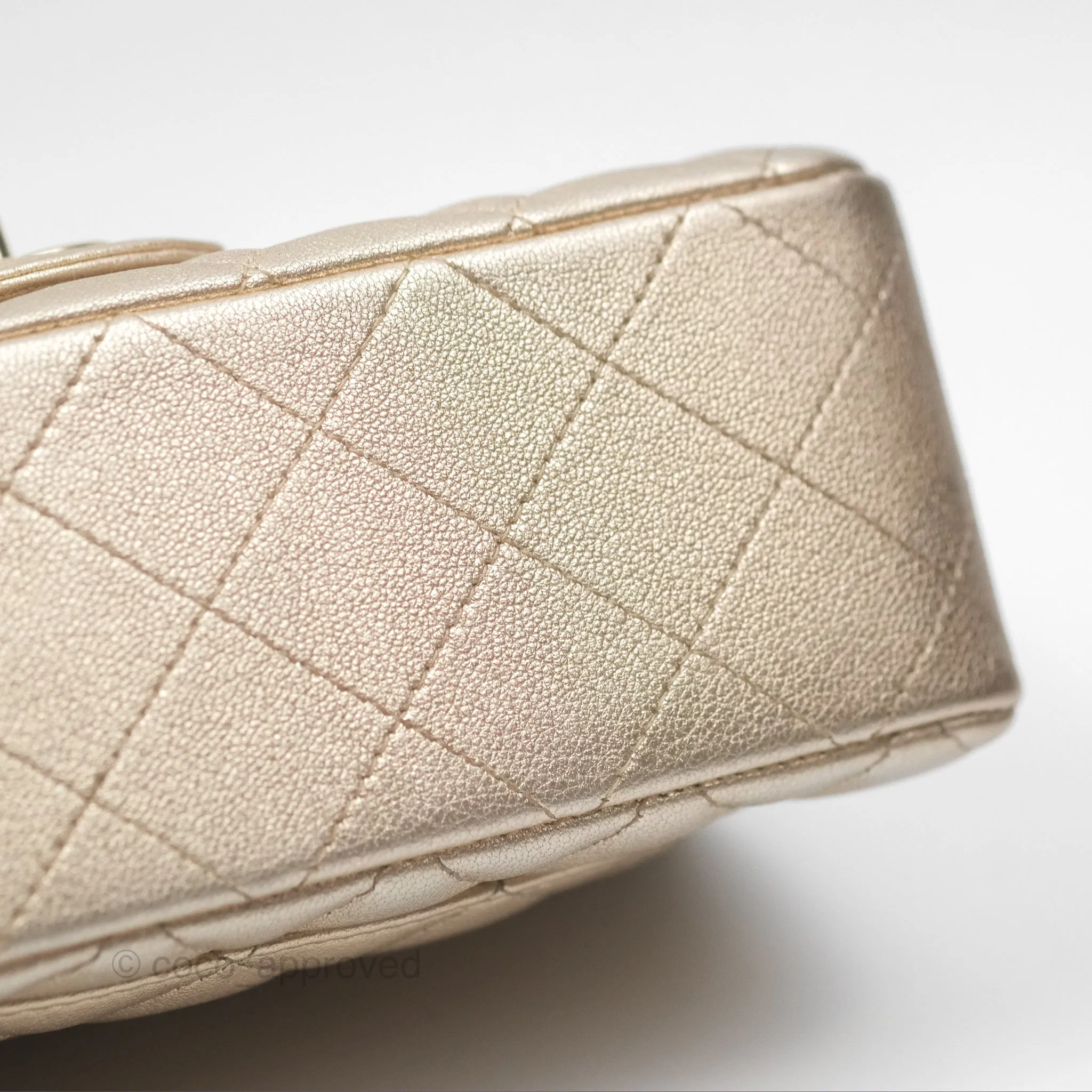 Chanel Quilted Mini Rectangular Iridescent Gold Lambskin Gold Hardware