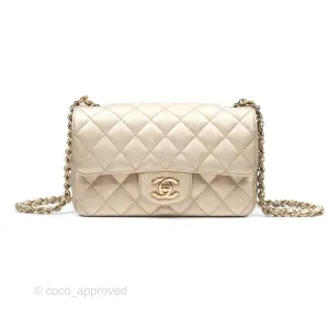 Chanel Quilted Mini Rectangular Iridescent Gold Lambskin Gold Hardware