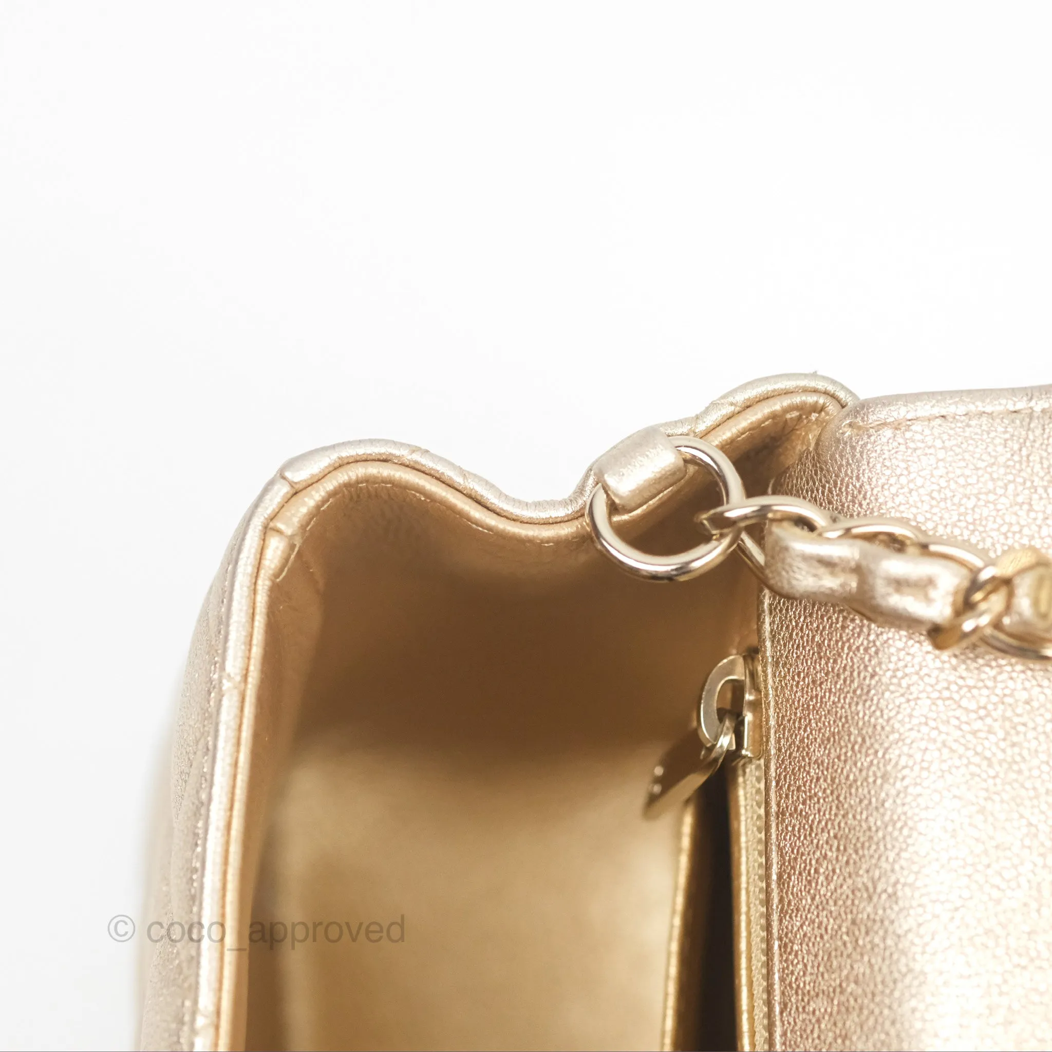 Chanel Quilted Mini Rectangular Iridescent Gold Lambskin Gold Hardware