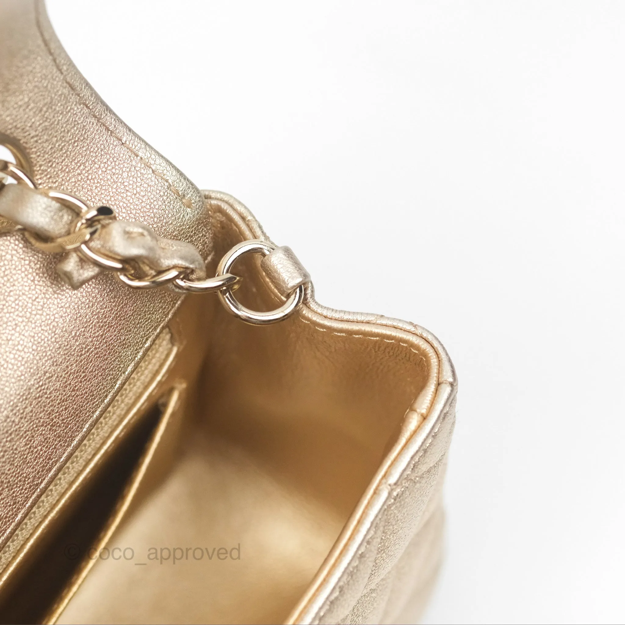 Chanel Quilted Mini Rectangular Iridescent Gold Lambskin Gold Hardware