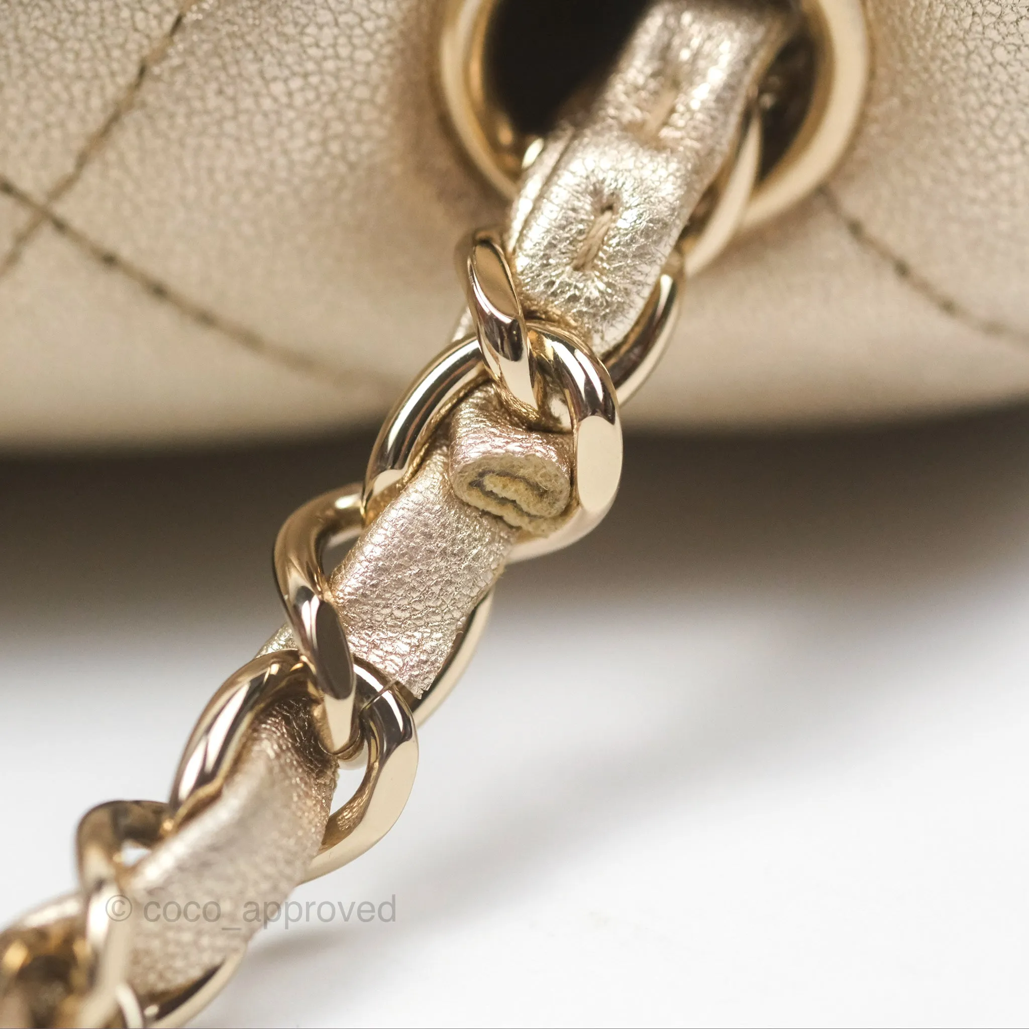 Chanel Quilted Mini Rectangular Iridescent Gold Lambskin Gold Hardware