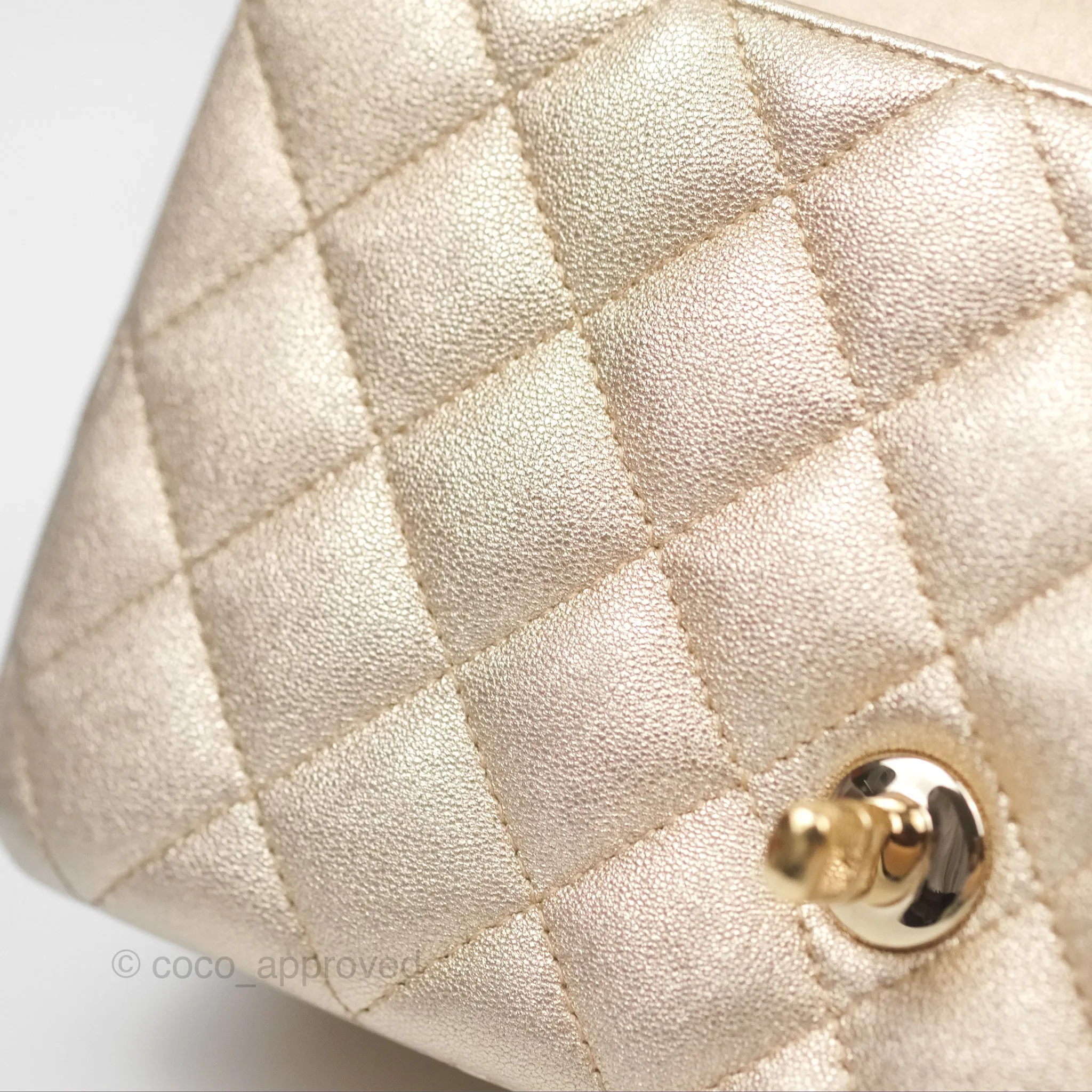 Chanel Quilted Mini Rectangular Iridescent Gold Lambskin Gold Hardware