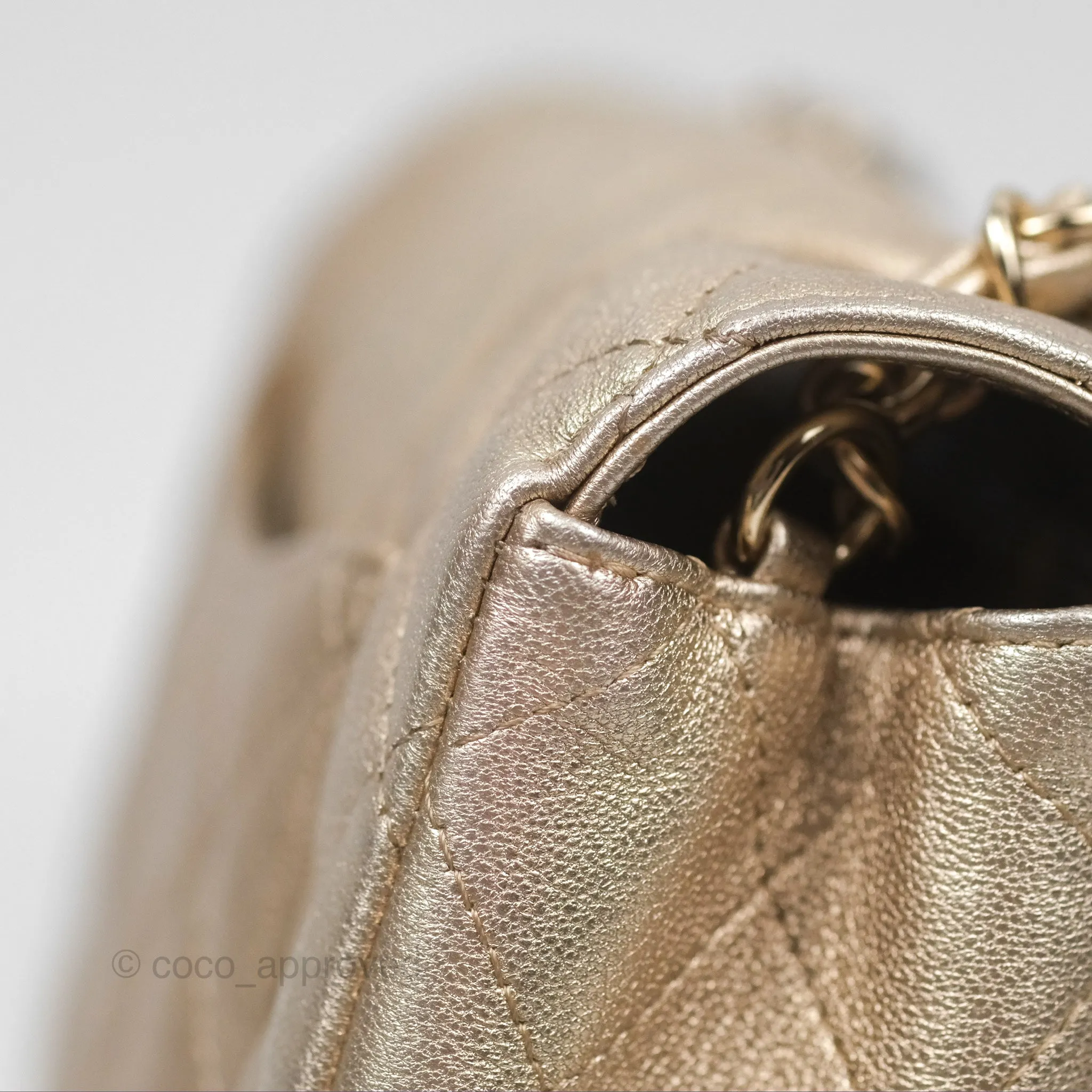 Chanel Quilted Mini Rectangular Iridescent Gold Lambskin Gold Hardware