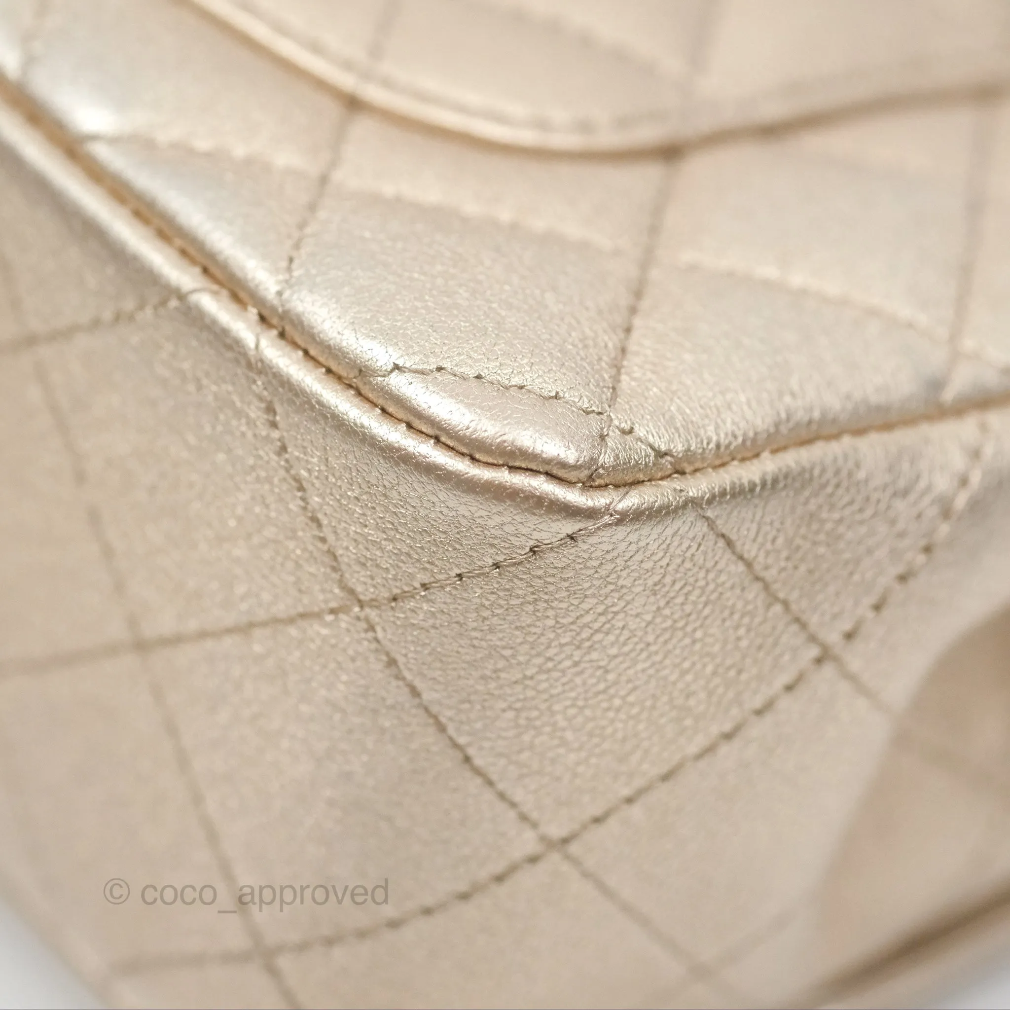 Chanel Quilted Mini Rectangular Iridescent Gold Lambskin Gold Hardware