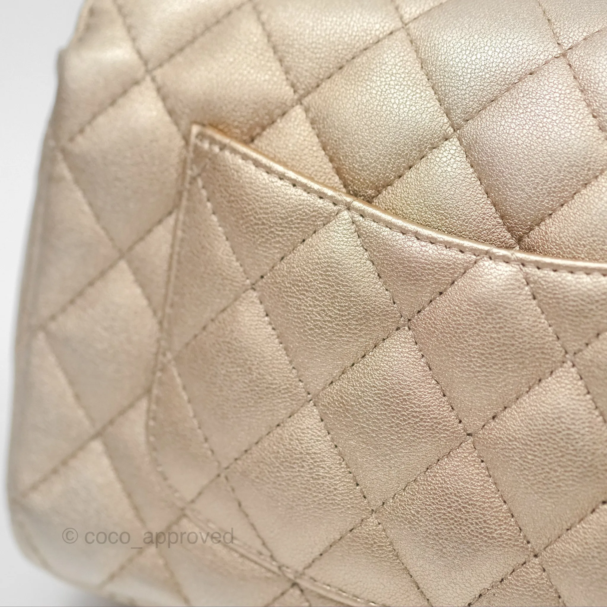 Chanel Quilted Mini Rectangular Iridescent Gold Lambskin Gold Hardware