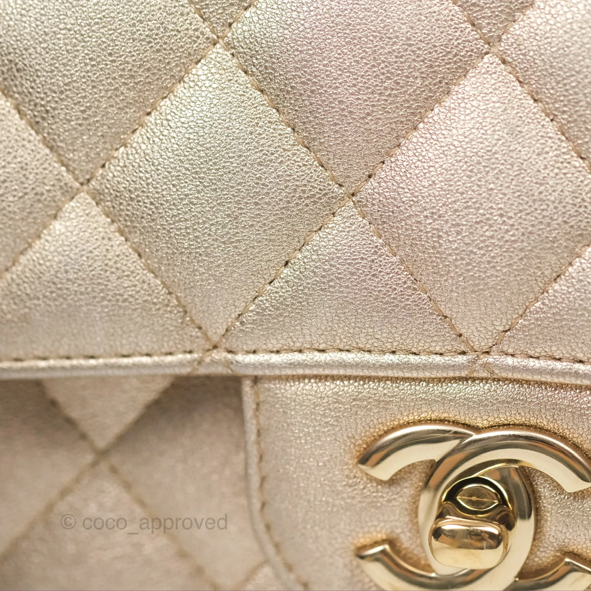 Chanel Quilted Mini Rectangular Iridescent Gold Lambskin Gold Hardware