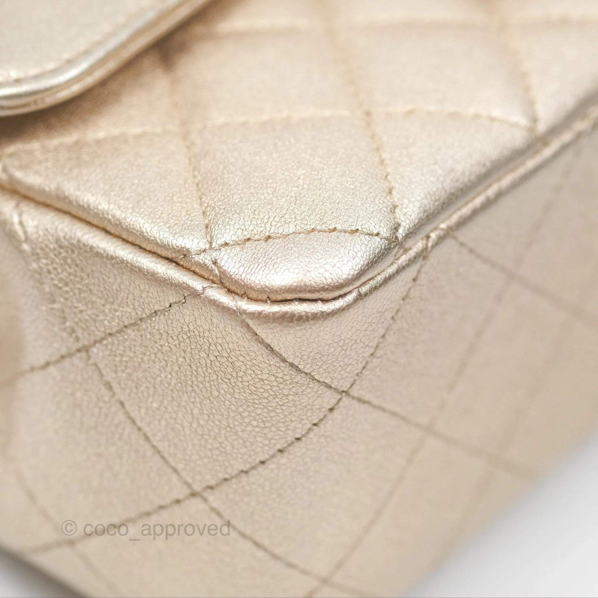 Chanel Quilted Mini Rectangular Iridescent Gold Lambskin Gold Hardware