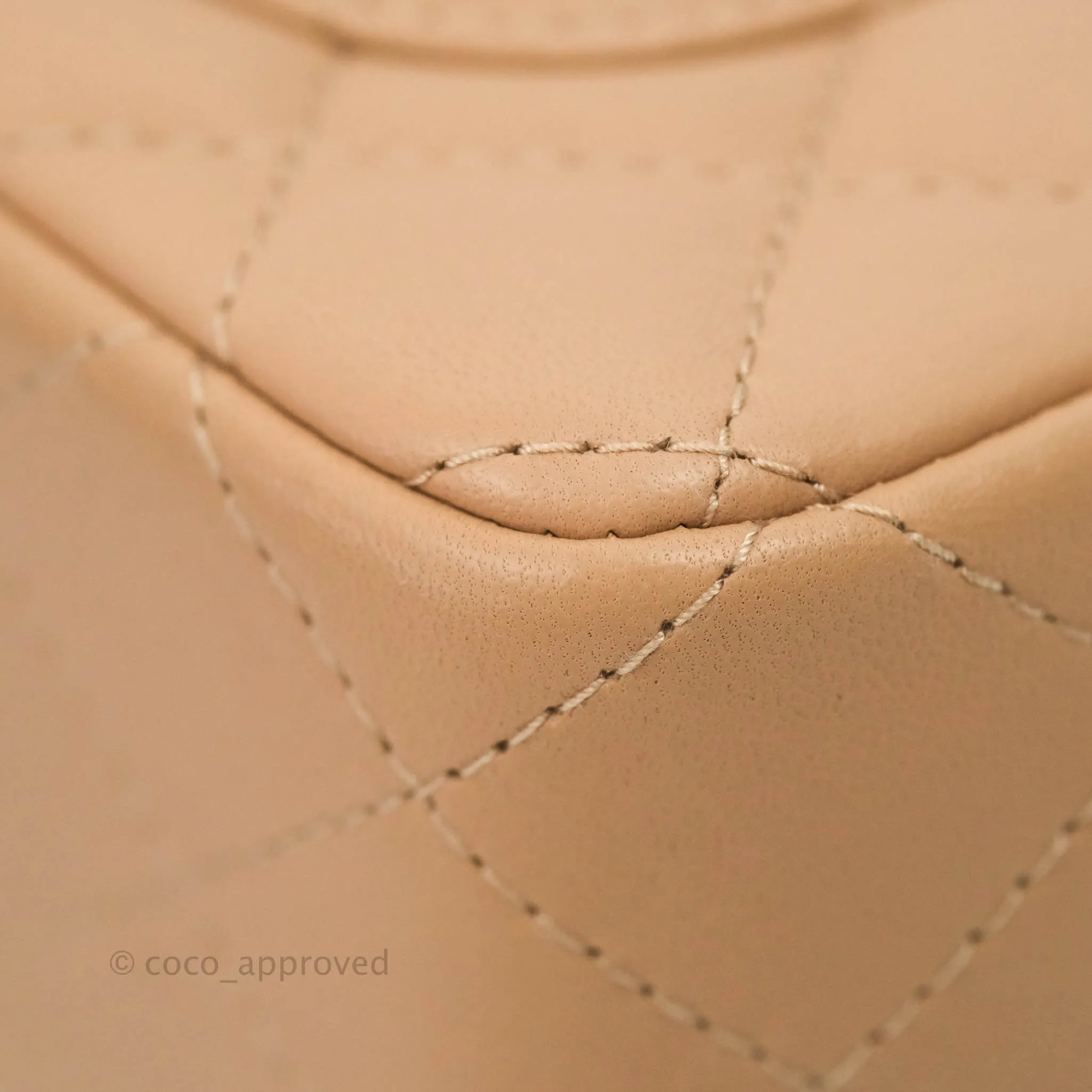 Chanel Quilted Mini Rectangular Lambskin Beige Gold Hardware 21A