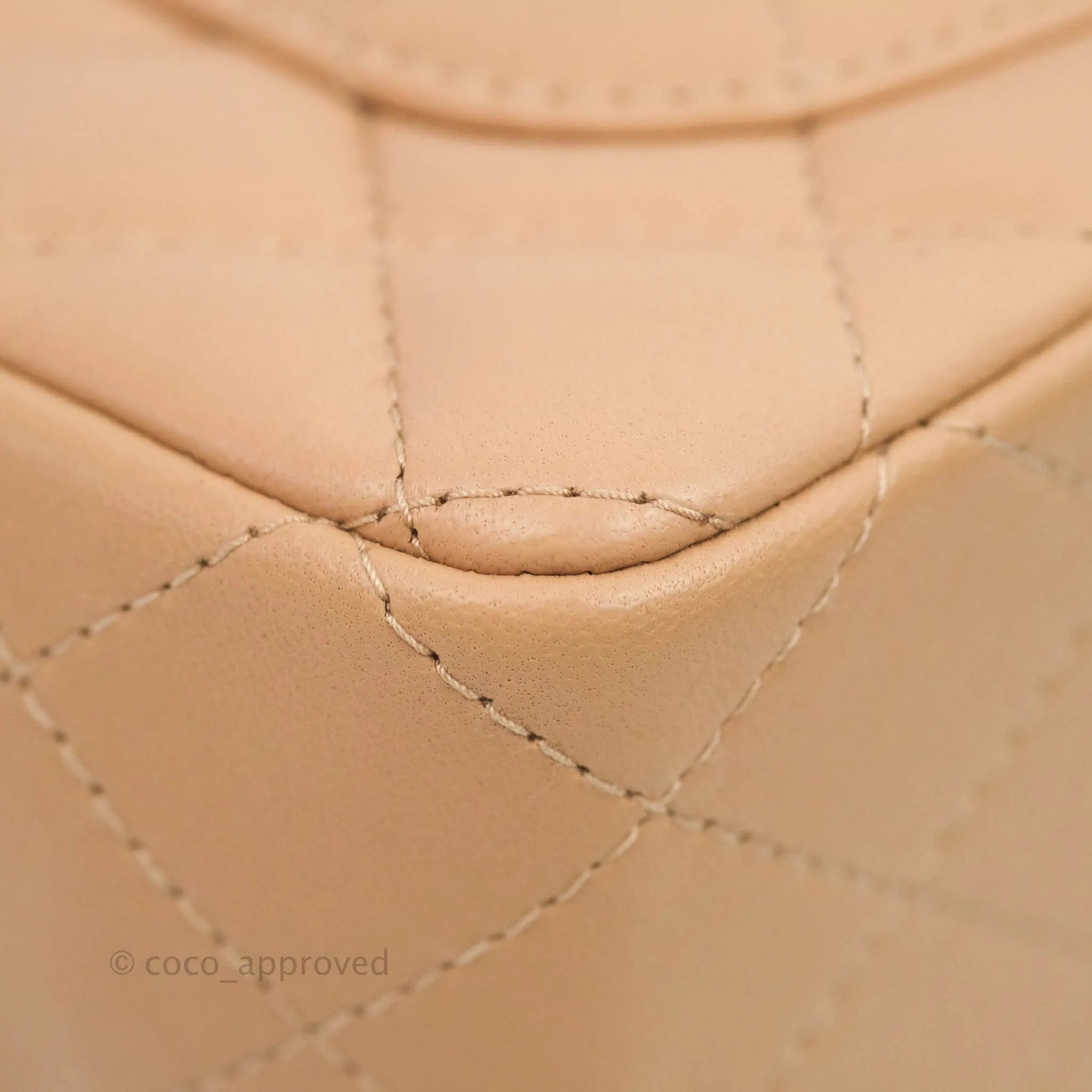 Chanel Quilted Mini Rectangular Lambskin Beige Gold Hardware 21A