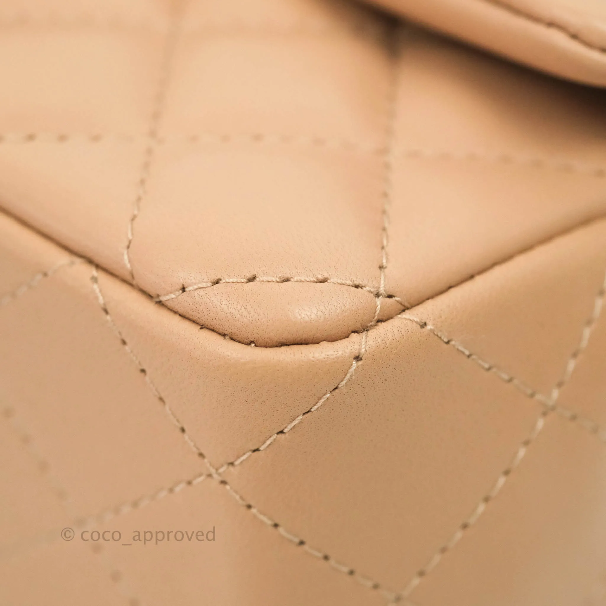Chanel Quilted Mini Rectangular Lambskin Beige Gold Hardware 21A