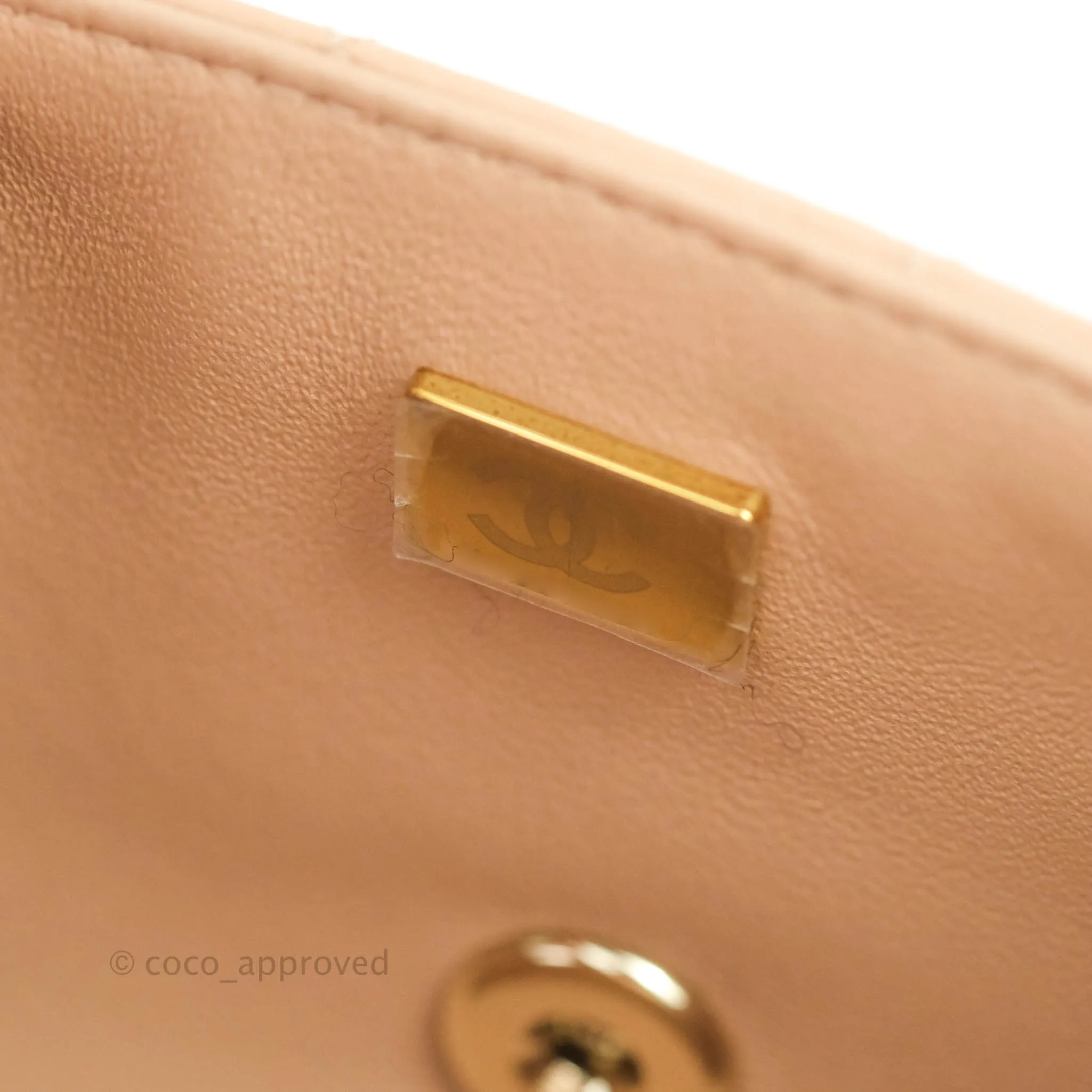 Chanel Quilted Mini Rectangular Lambskin Beige Gold Hardware 21A
