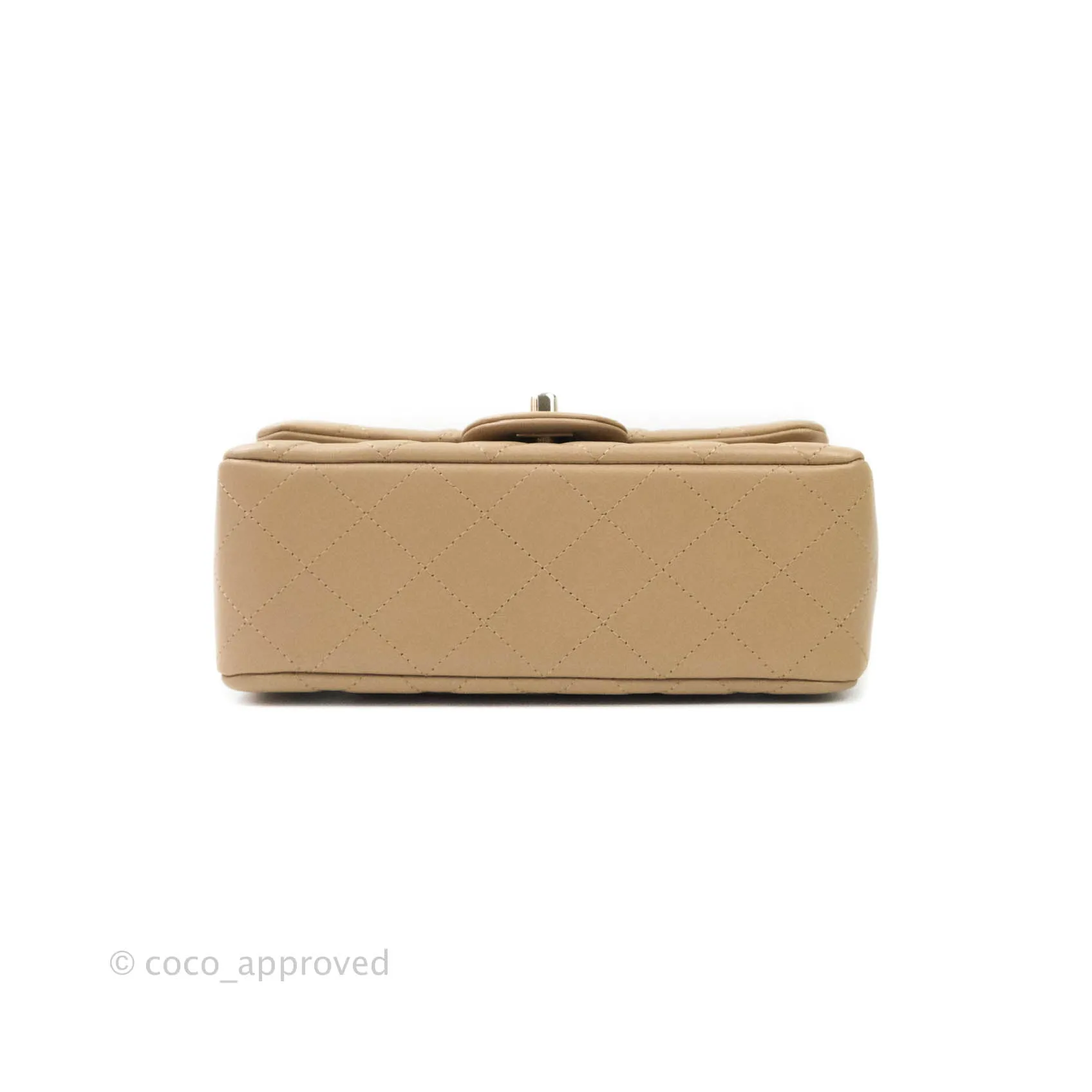 Chanel Quilted Mini Rectangular Lambskin Beige Gold Hardware
